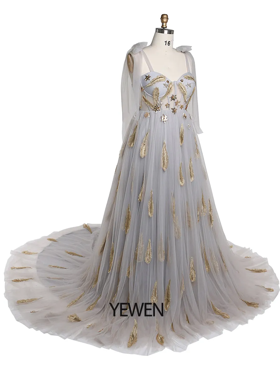 Sleeveless Applique Sequin Long Formal Prom Gown Photography Dress YEWEN YW220209