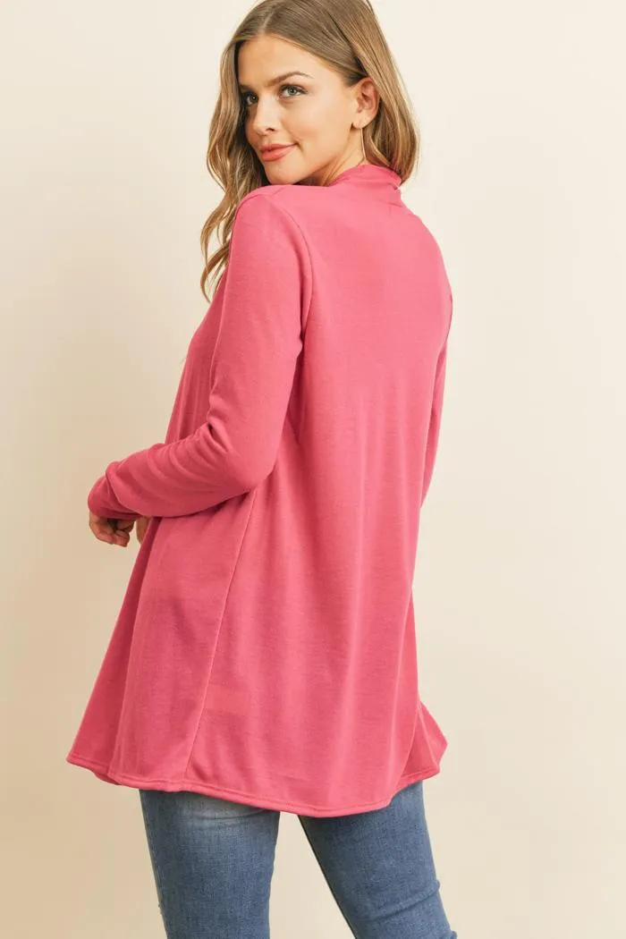 Solid Cardigan Open Front