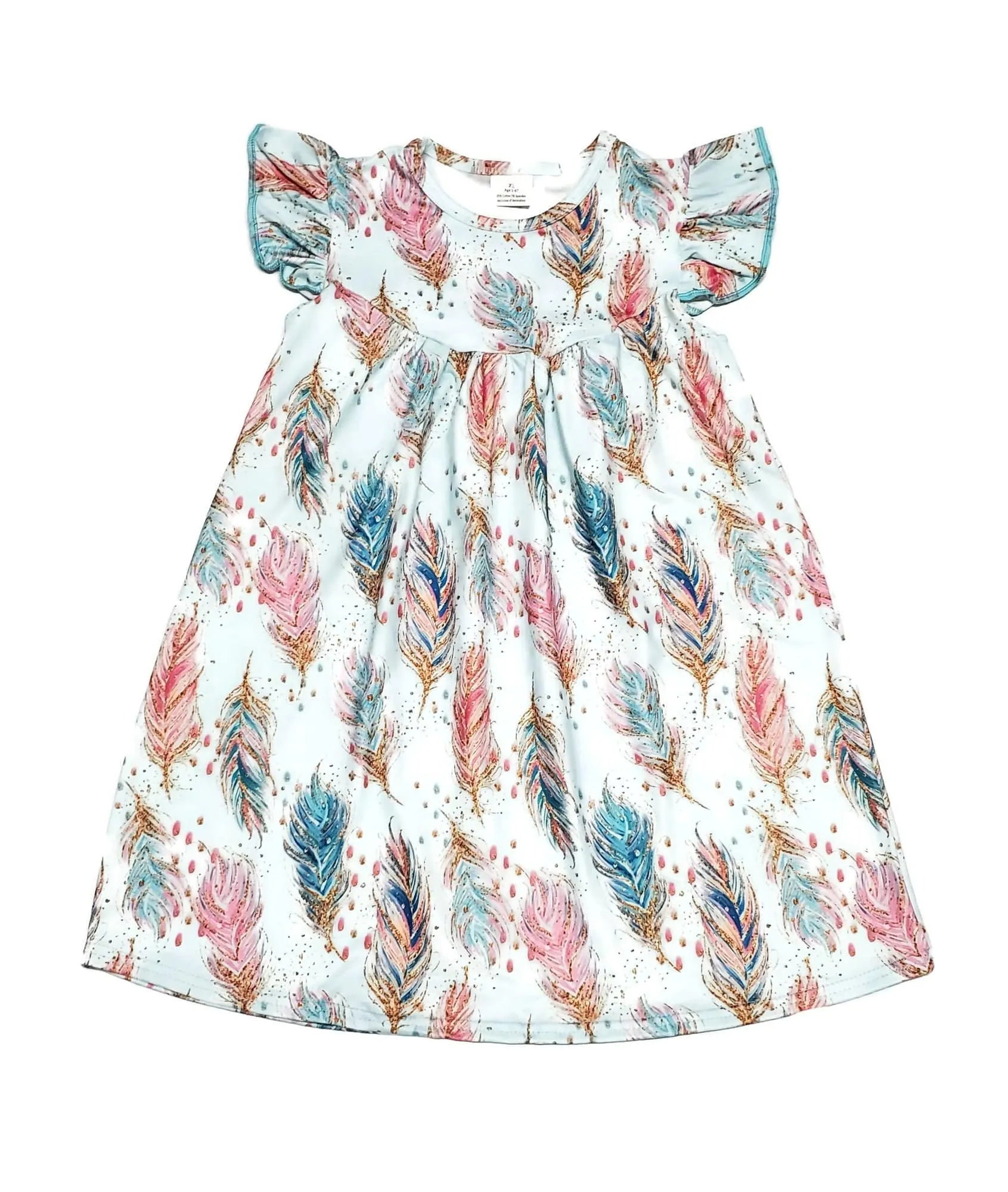 Sparkly Feather Milk Silk Flutter Dress