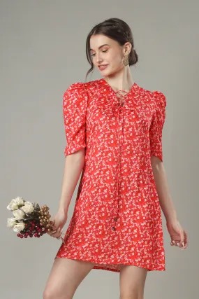 Speechless Floral A-Line Balloon Sleeve Minidress