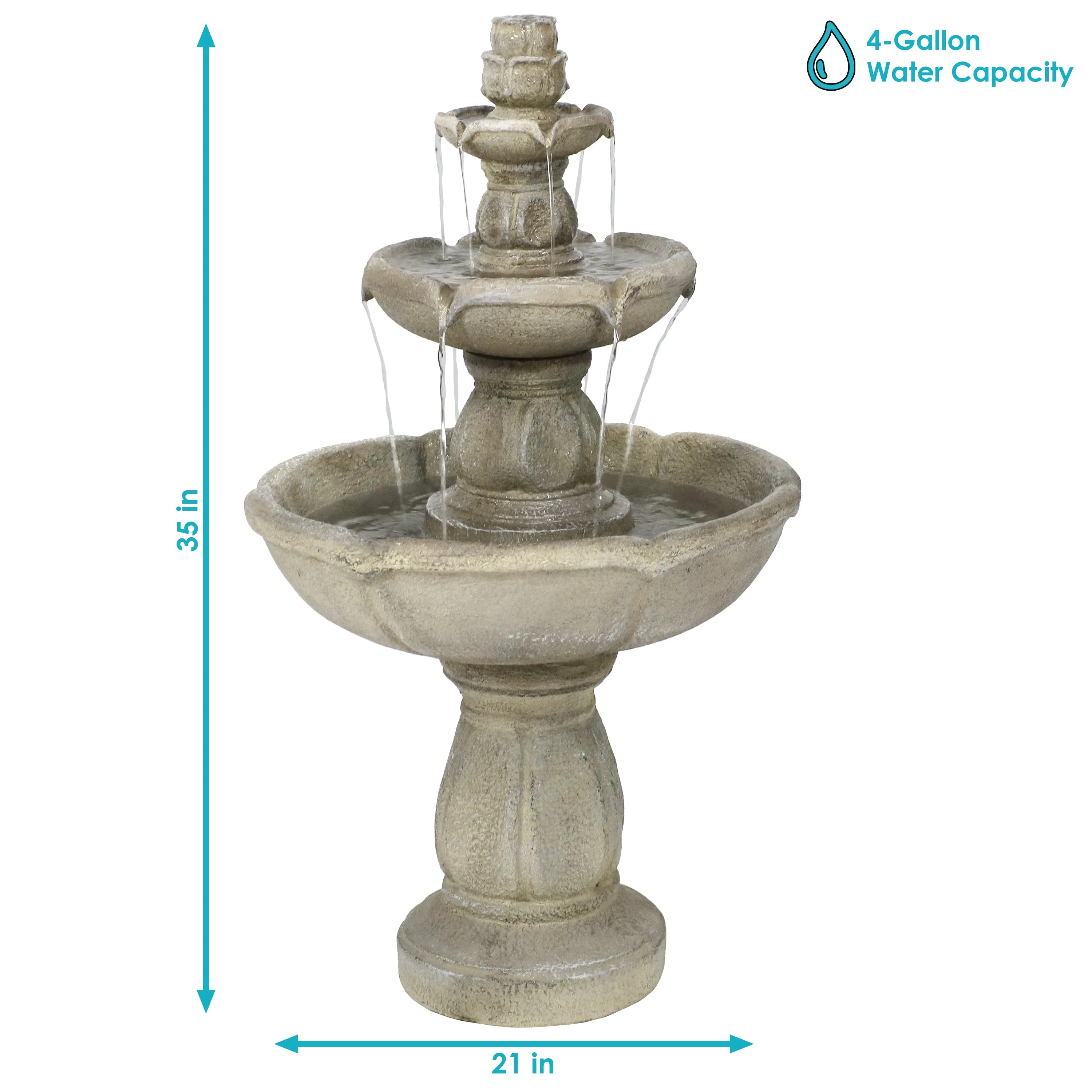 Sunnydaze Birds' Delight Outdoor Water Fountain with Pump - 35" H