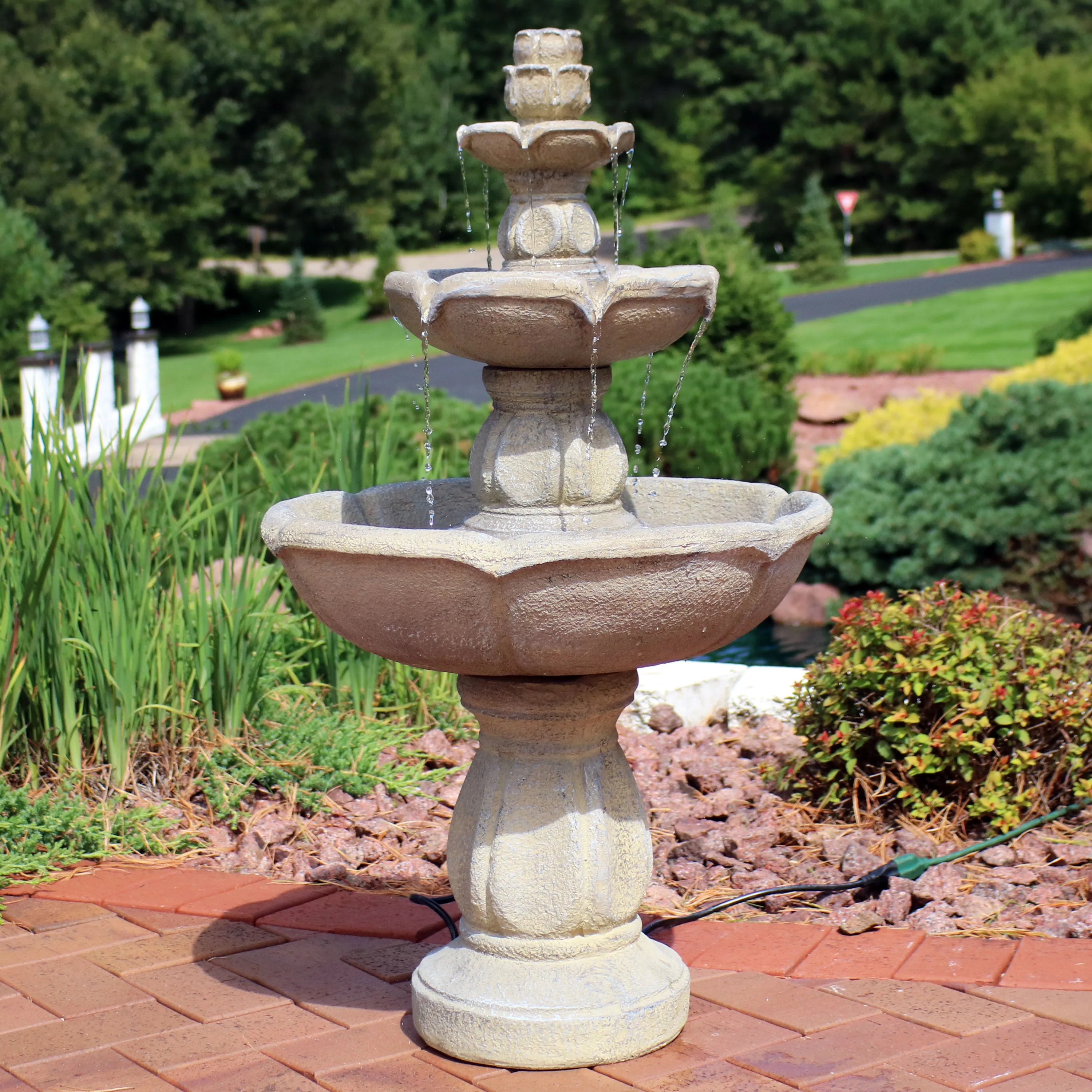 Sunnydaze Birds' Delight Outdoor Water Fountain with Pump - 35" H