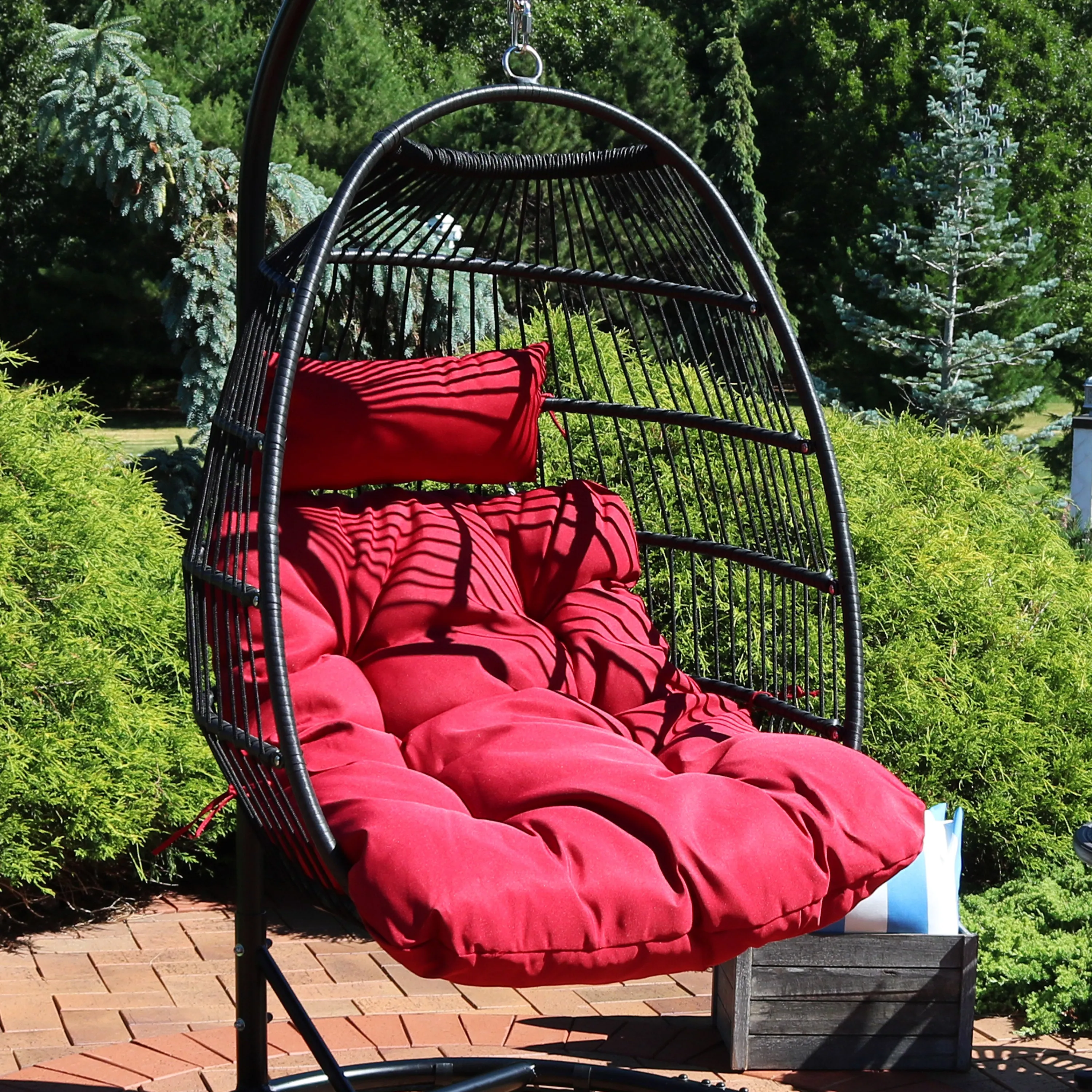 Sunnydaze Julia Outdoor Hanging Egg Chair with Cushions