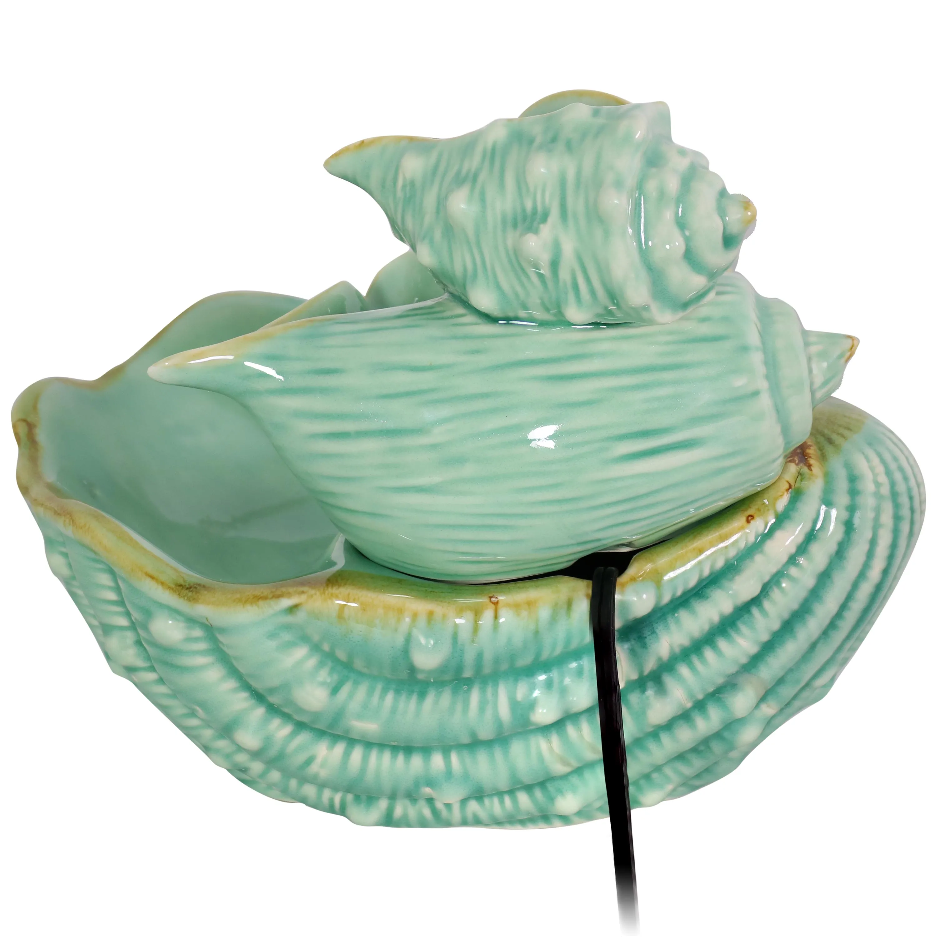 Sunnydaze Stacked Seashells Tabletop Water Fountain - 7"