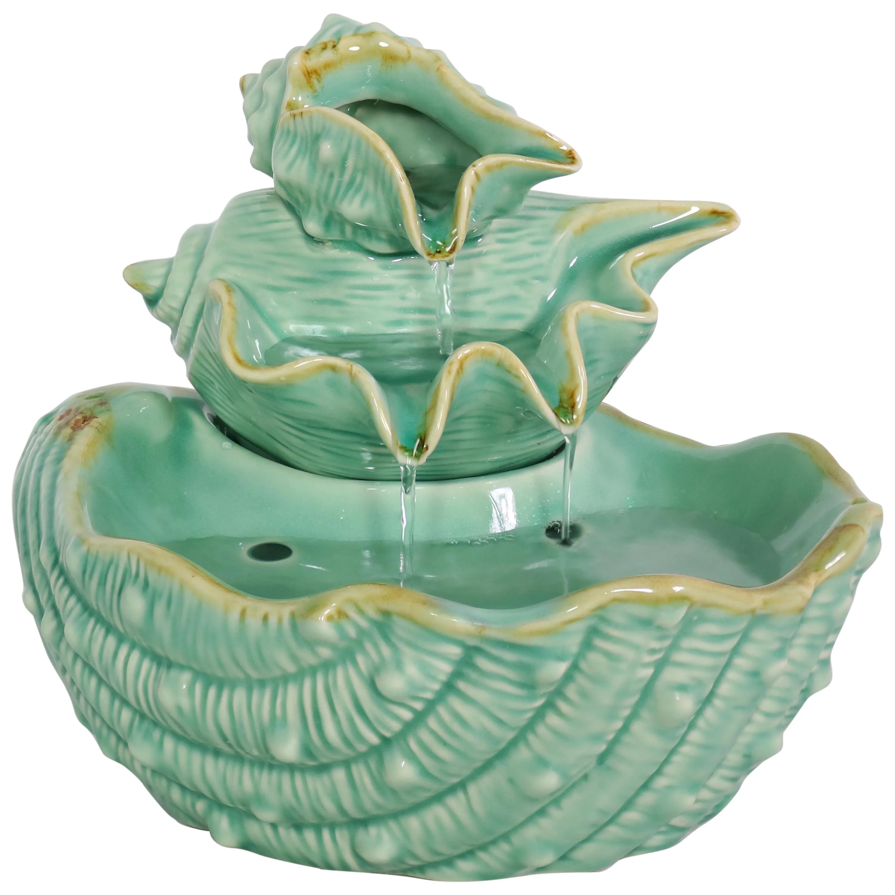 Sunnydaze Stacked Seashells Tabletop Water Fountain - 7"