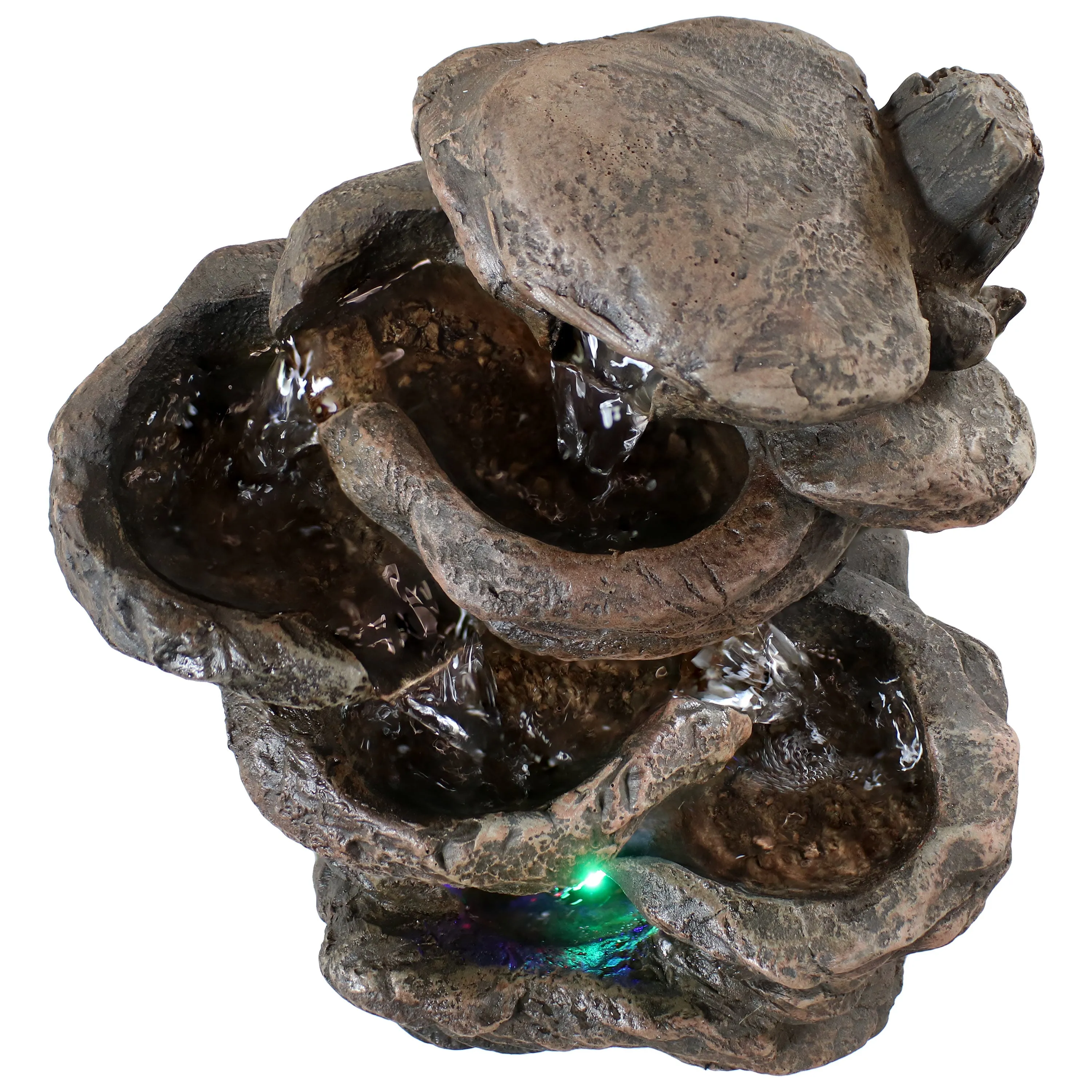 Sunnydaze Staggered Rock Falls Tabletop Fountain with LED Lights - 13"