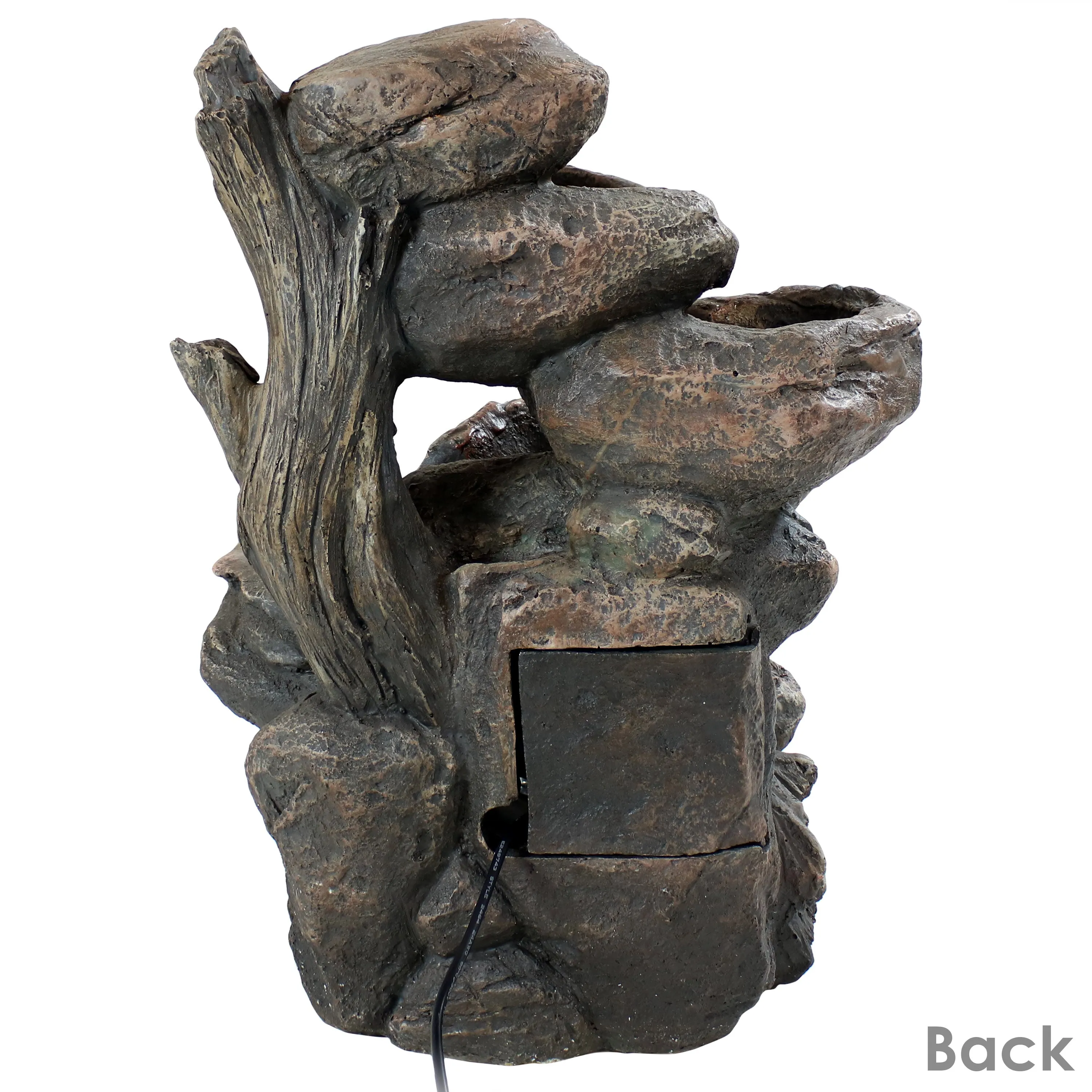 Sunnydaze Staggered Rock Falls Tabletop Fountain with LED Lights - 13"