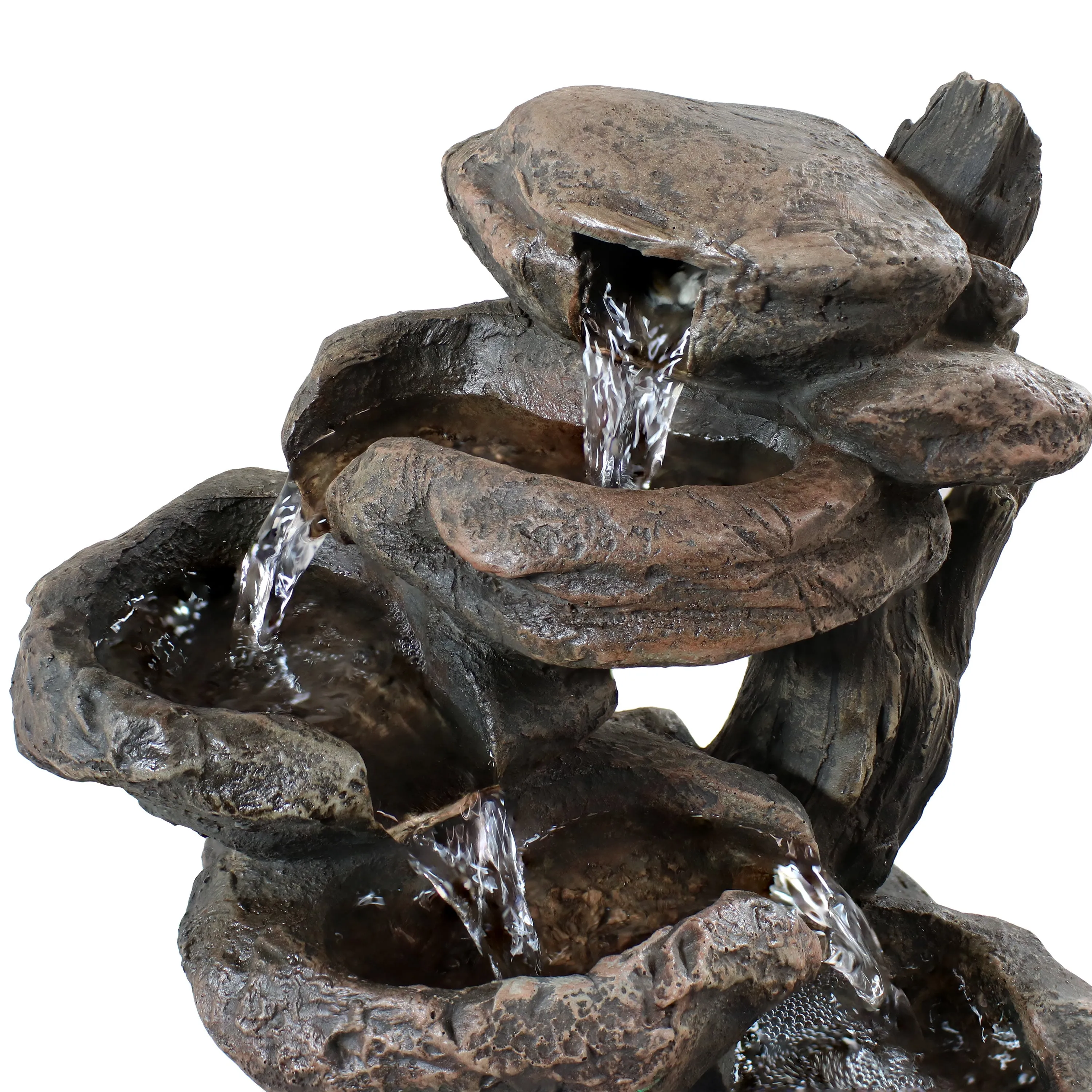 Sunnydaze Staggered Rock Falls Tabletop Fountain with LED Lights - 13"