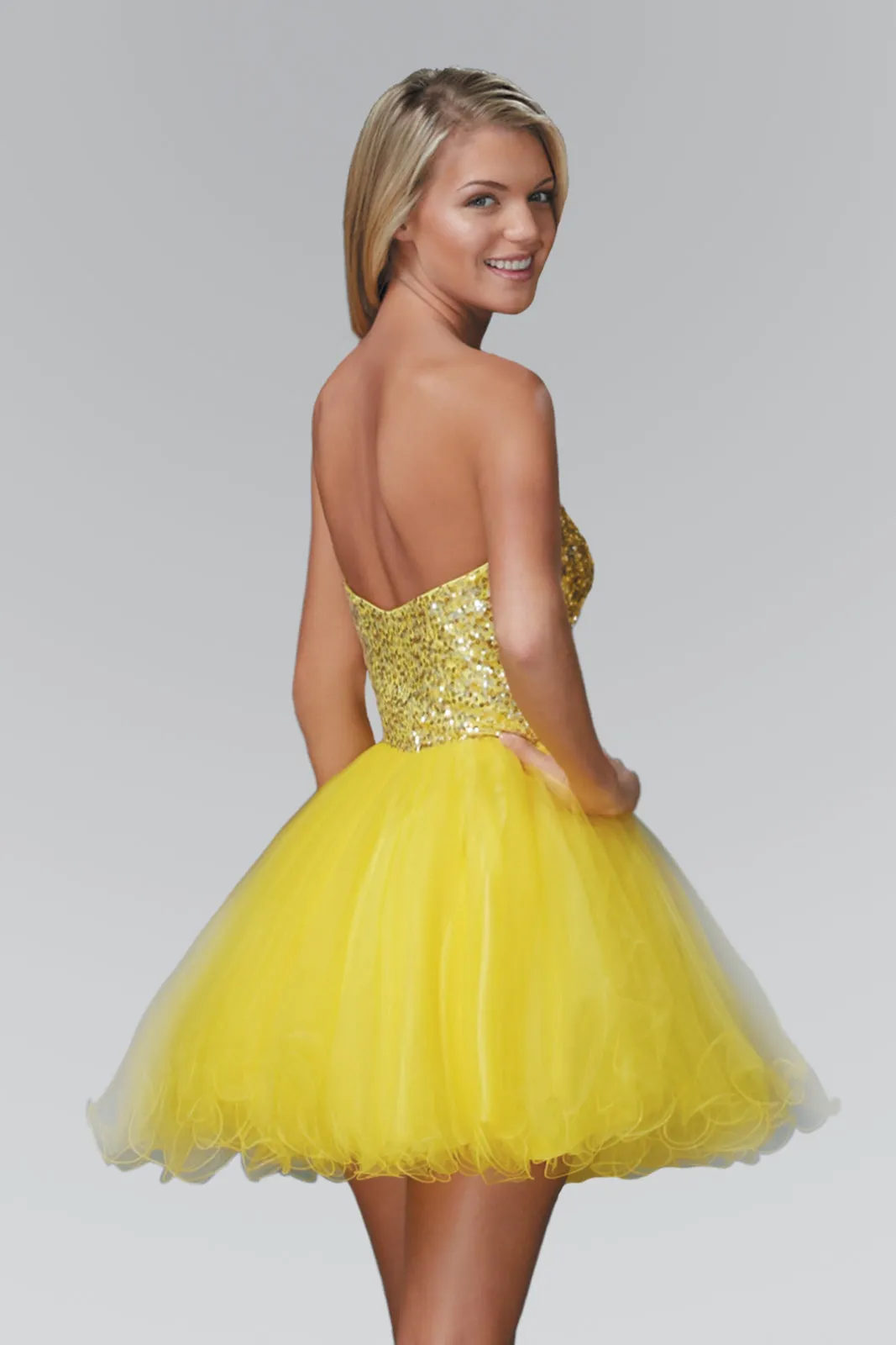 Sweetheart Tulle Short Dress with Jewel Embellished Bodice GLGS2034