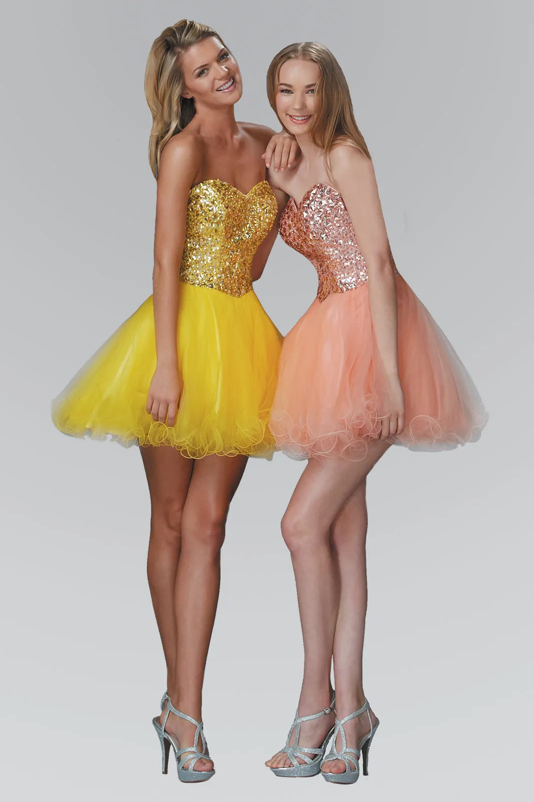 Sweetheart Tulle Short Dress with Jewel Embellished Bodice GLGS2034