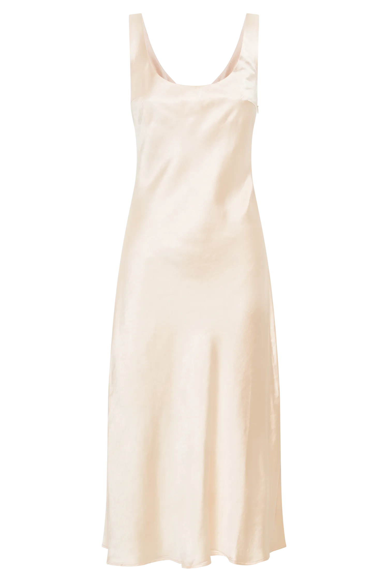 Tamara Satin Iridescent Slip Midi Dress - Apricot