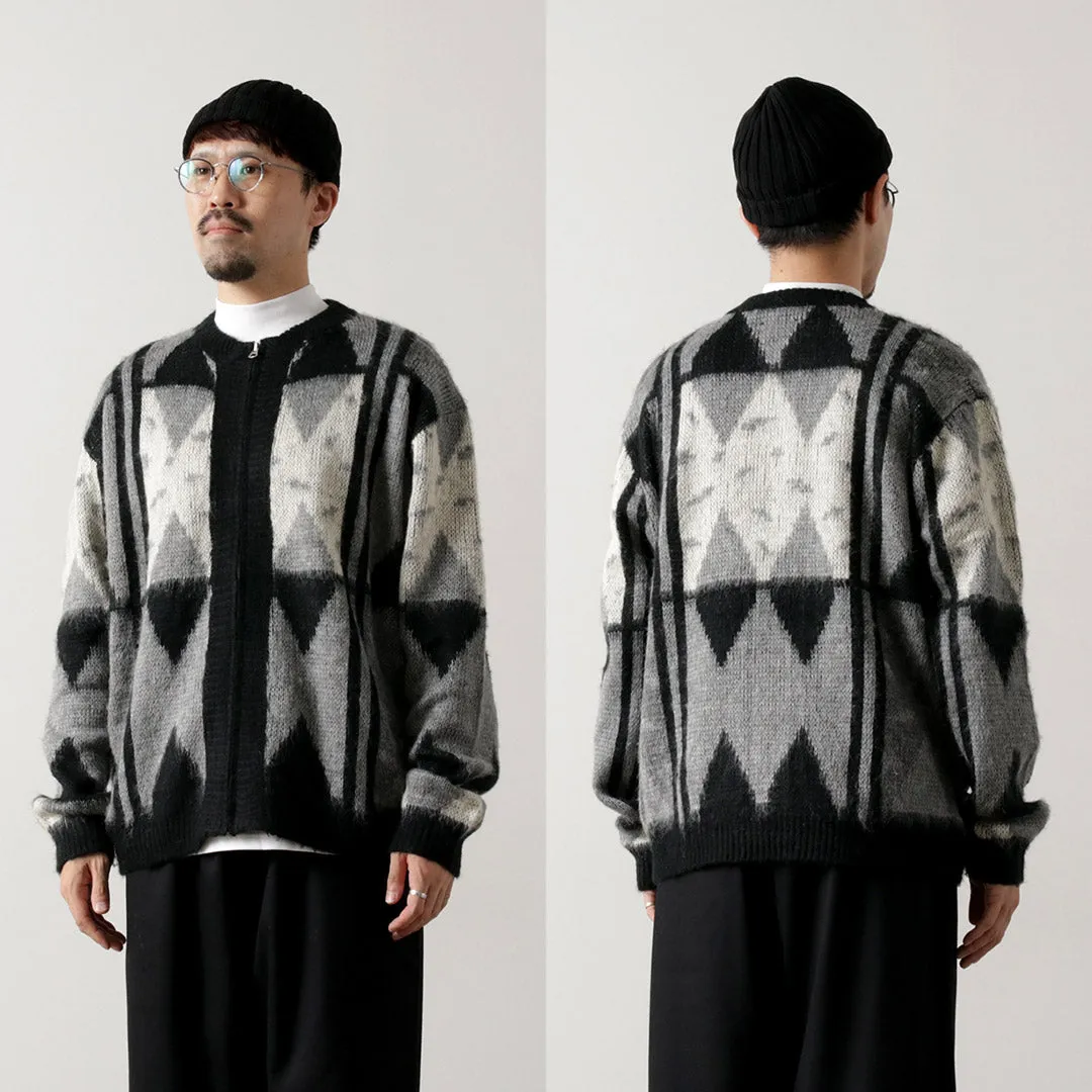 TOWN CRAFT / Vintage Jacquard Zip Cardigan