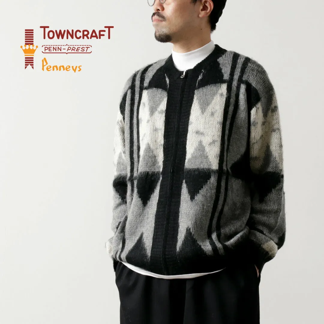 TOWN CRAFT / Vintage Jacquard Zip Cardigan