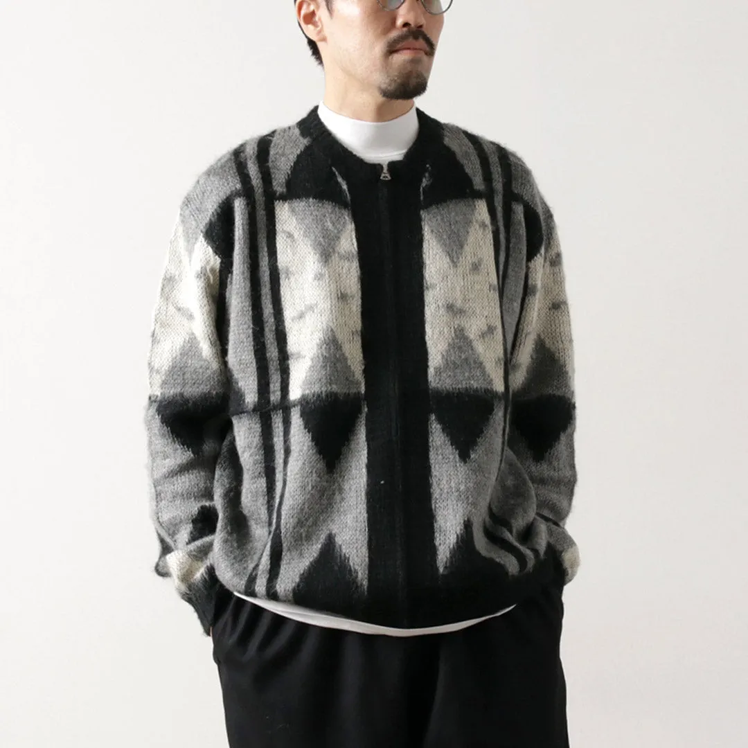 TOWN CRAFT / Vintage Jacquard Zip Cardigan