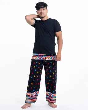 Unisex Triangles Harem Pants in Black