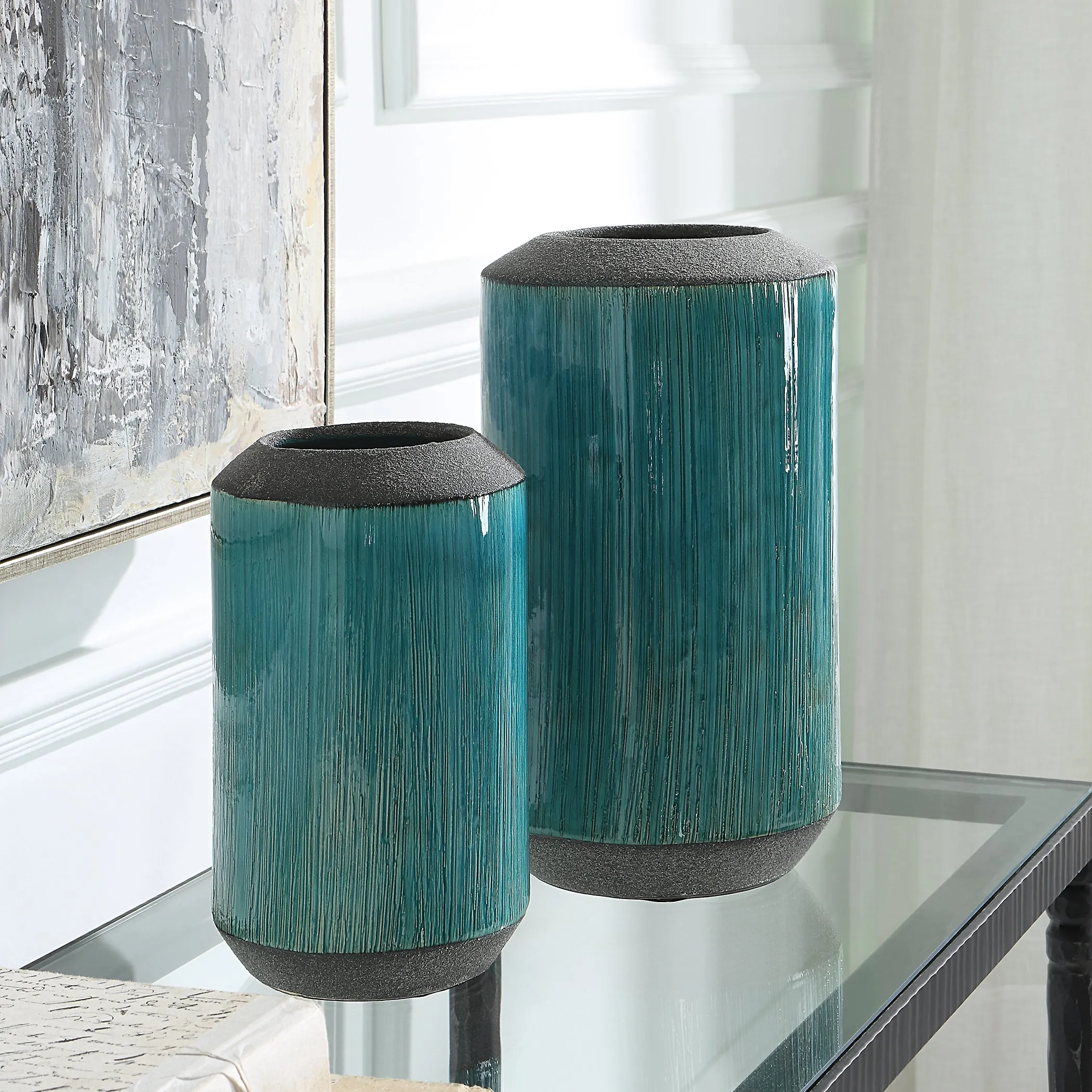 Uttermost Maui Aqua Blue Vases, S/2