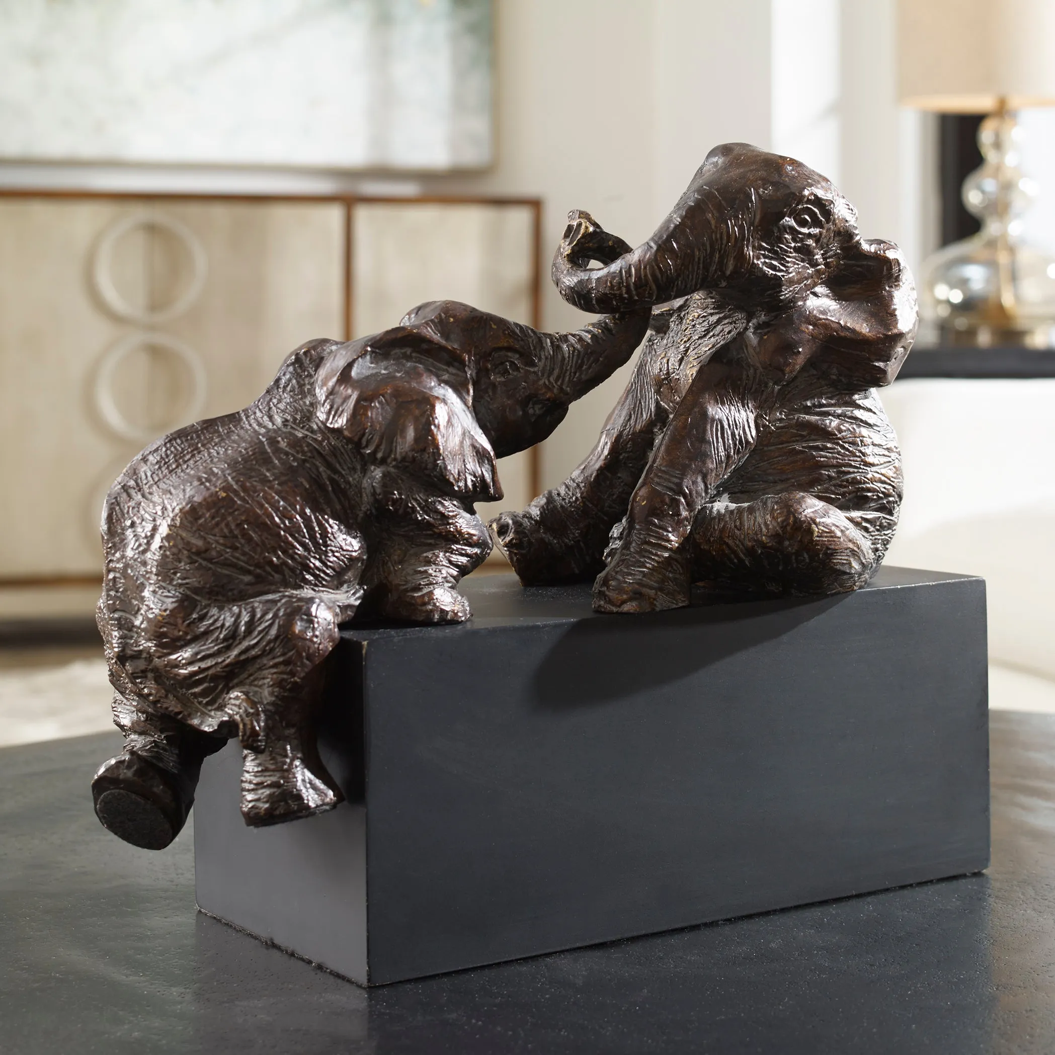 Uttermost Playful Pachyderms Bronze Figurines