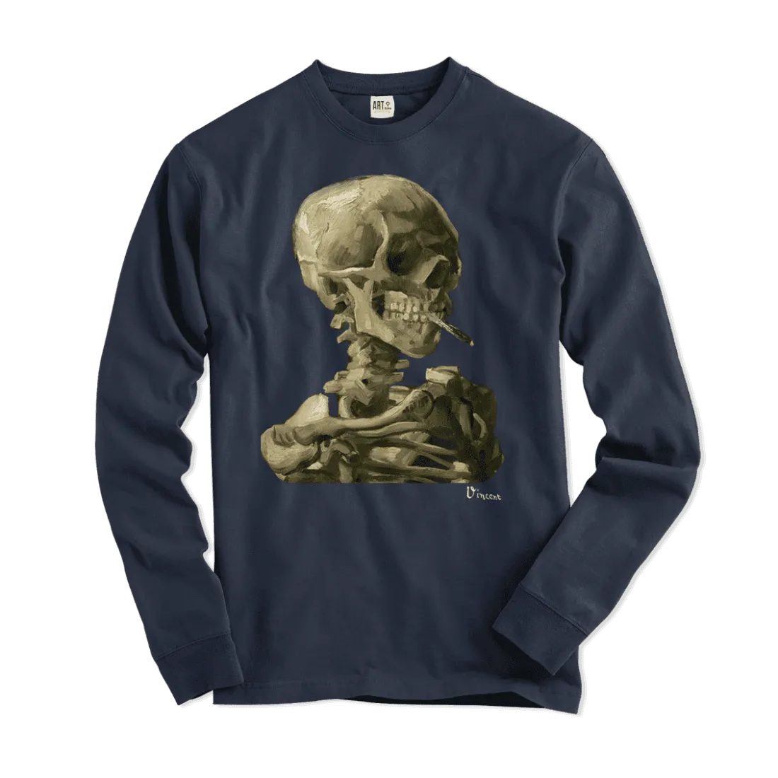 Van Gogh Skull of a Skeleton with Burning Cigarette 1886 Long Sleeve Shirt by Art-O-Rama Shop