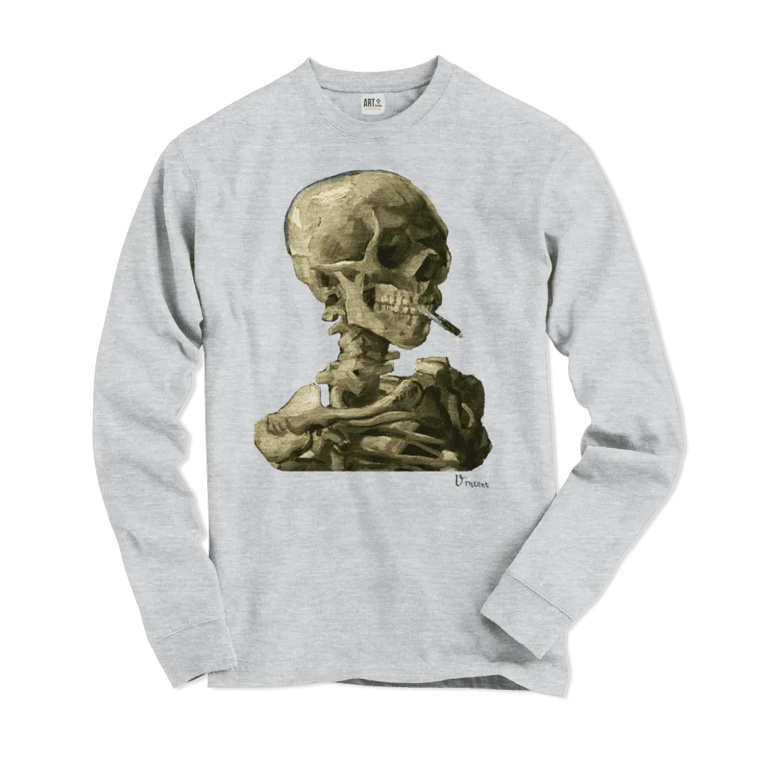 Van Gogh Skull of a Skeleton with Burning Cigarette 1886 Long Sleeve Shirt by Art-O-Rama Shop