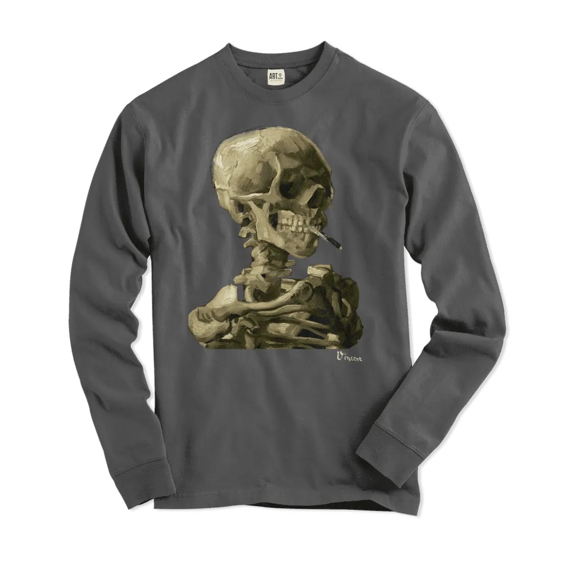 Van Gogh Skull of a Skeleton with Burning Cigarette 1886 Long Sleeve Shirt by Art-O-Rama Shop