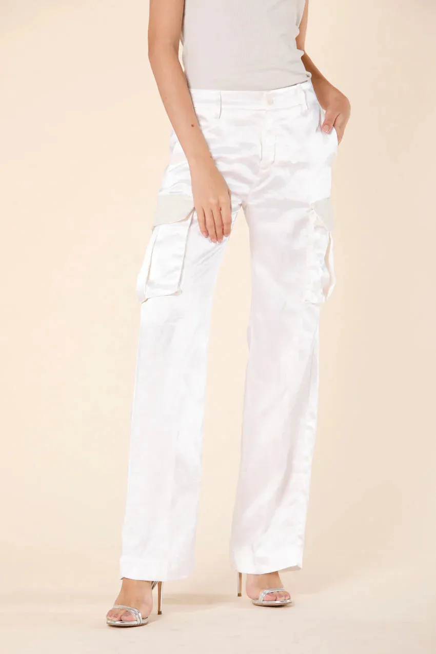 Victoria Satin Cargo Pant - Cream