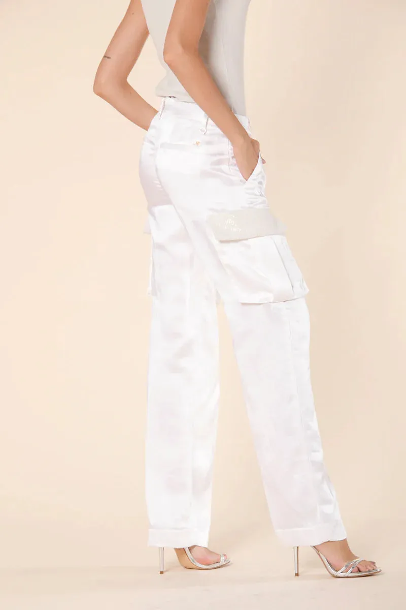 Victoria Satin Cargo Pant - Cream