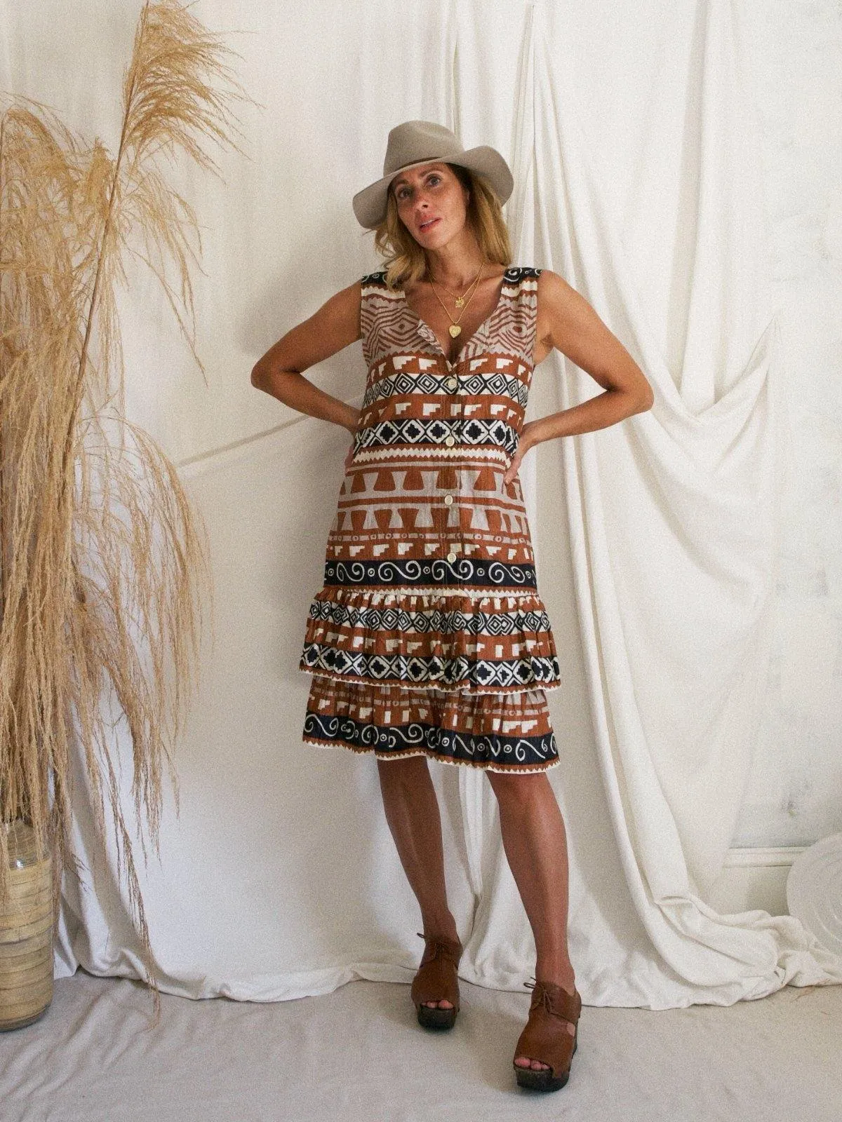 Vintage Southwestern Ruffle Dress