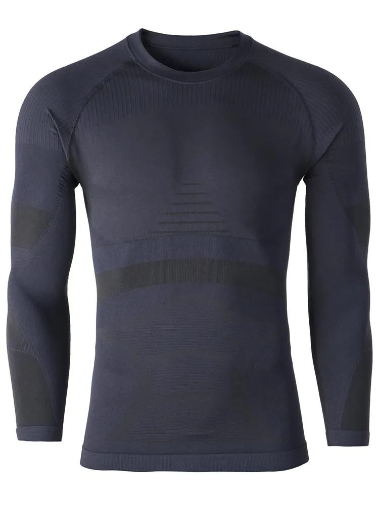 Winter Grey Men Ski Thermal Underwear Set Wicking Quick-drying