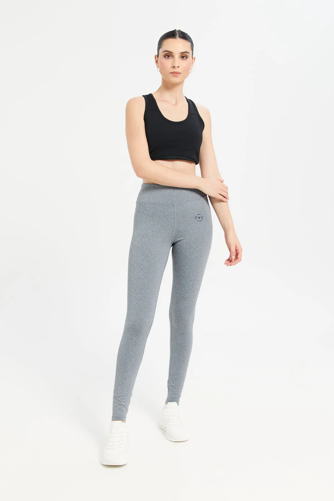 Women Grey Solid Performance Active Pants