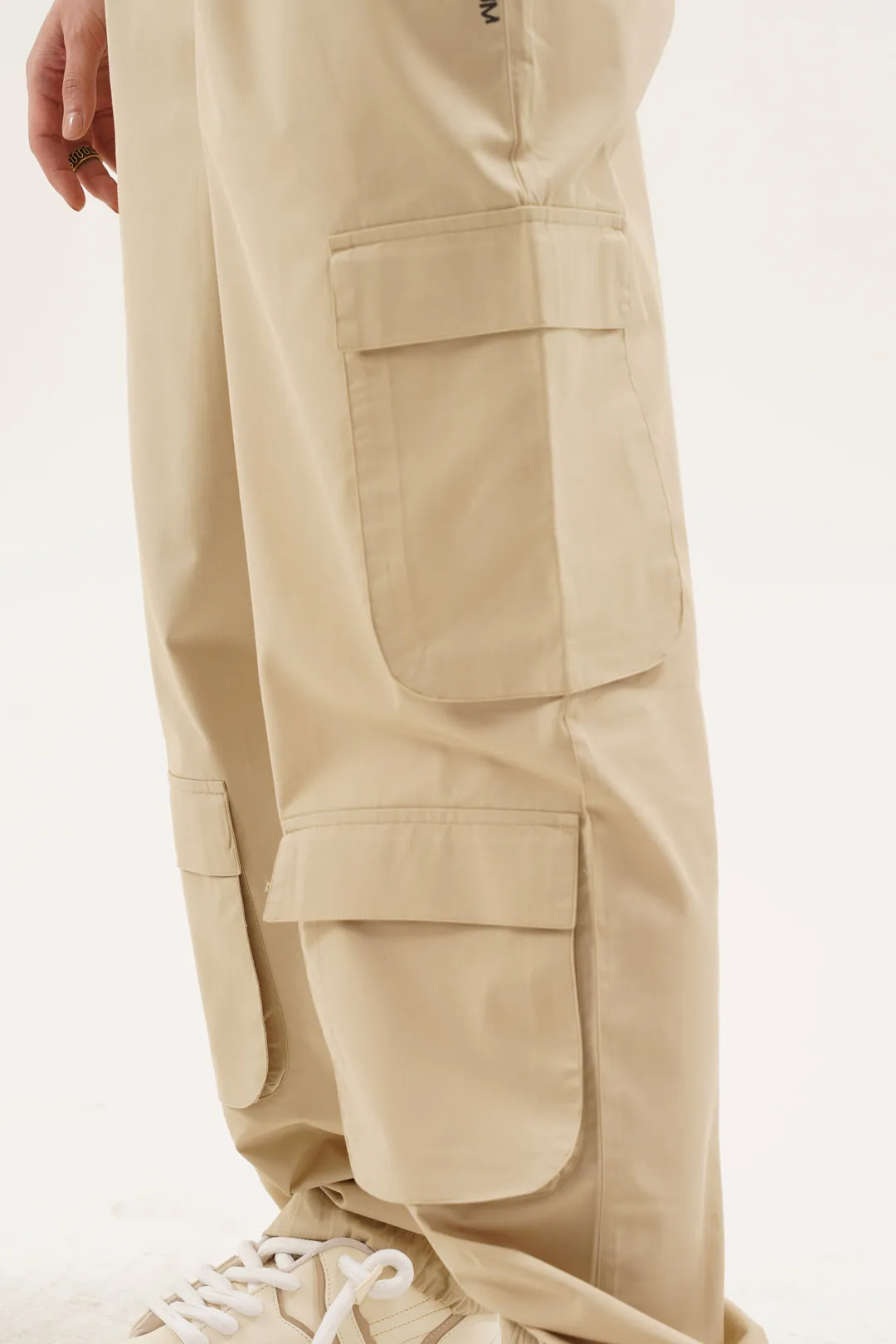 Women Snazzy Beige Parachute Pants