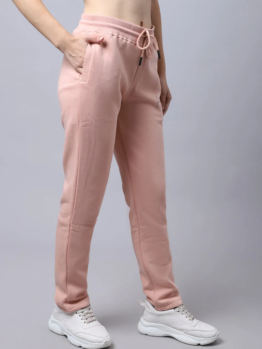 Women's Casual  Peach Full length Mid rise Track Pants