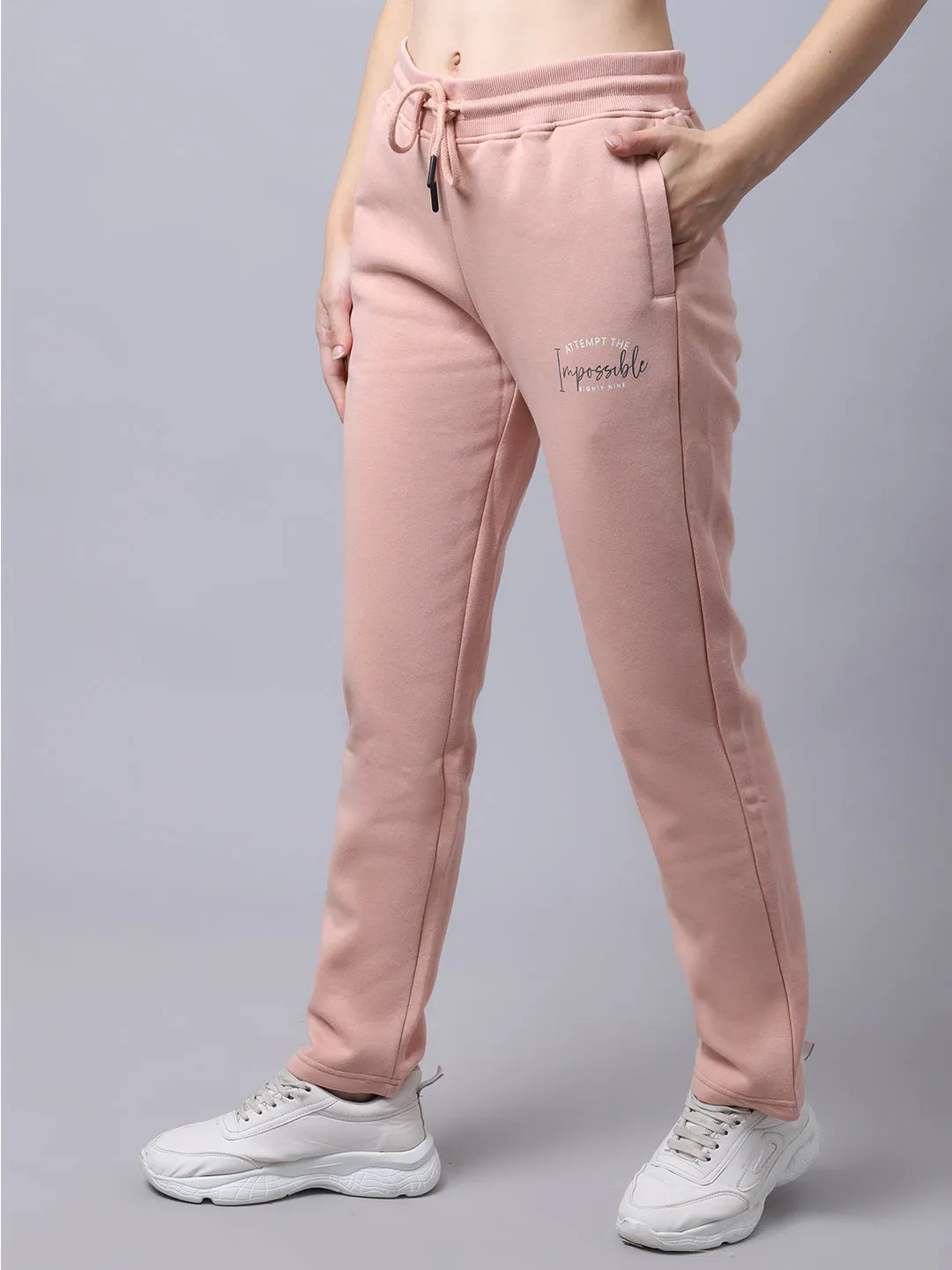 Women's Casual  Peach Full length Mid rise Track Pants