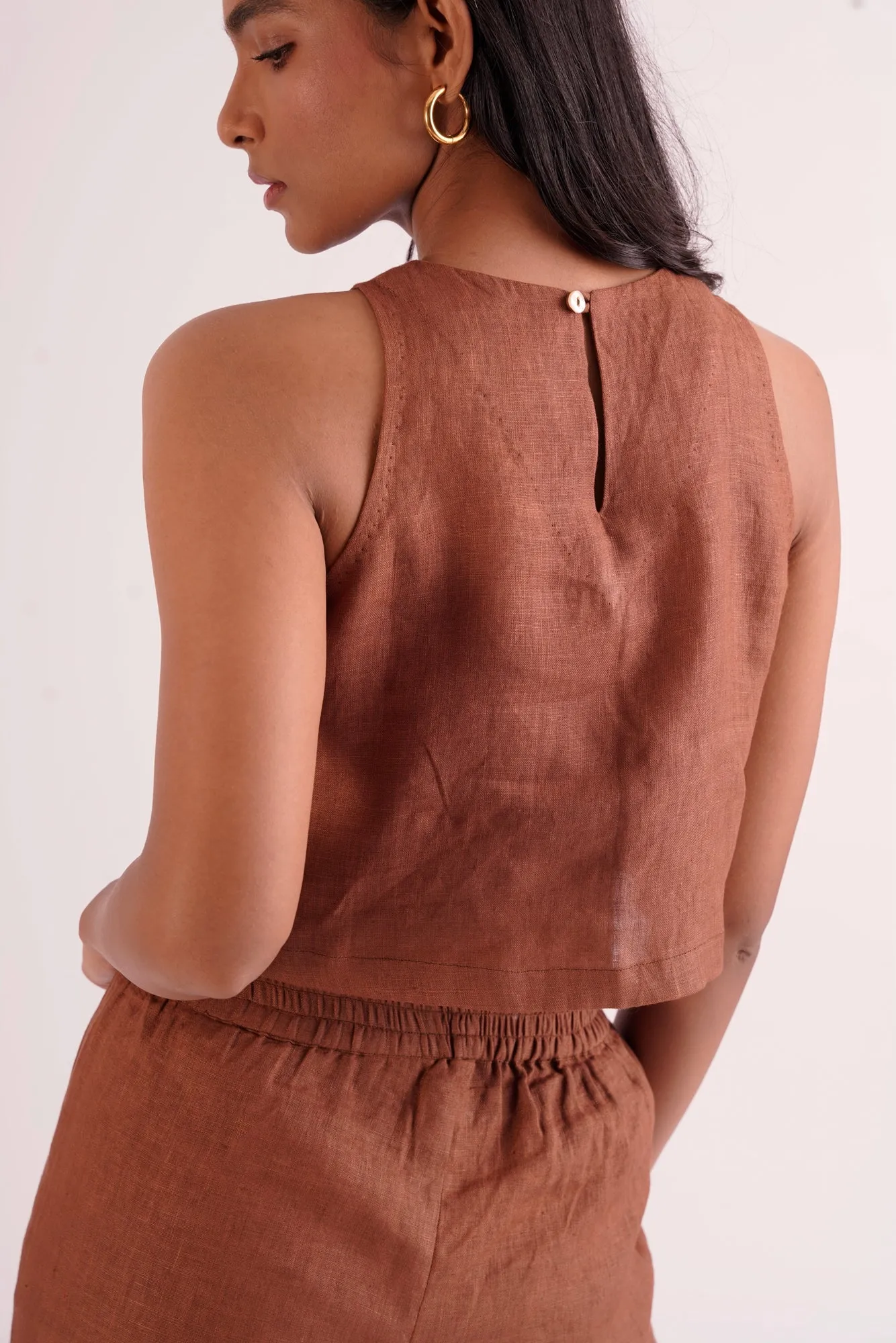 Women's Classic Linen pant & Crop top Co-ord set