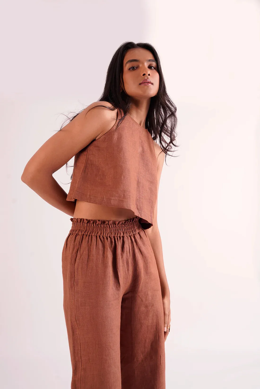 Women's Classic Linen pant & Crop top Co-ord set