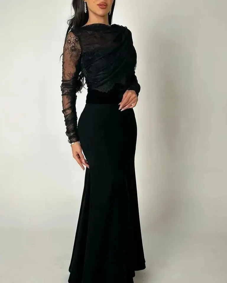 Women's Fashion Black Mermaid Dress XL S5078551