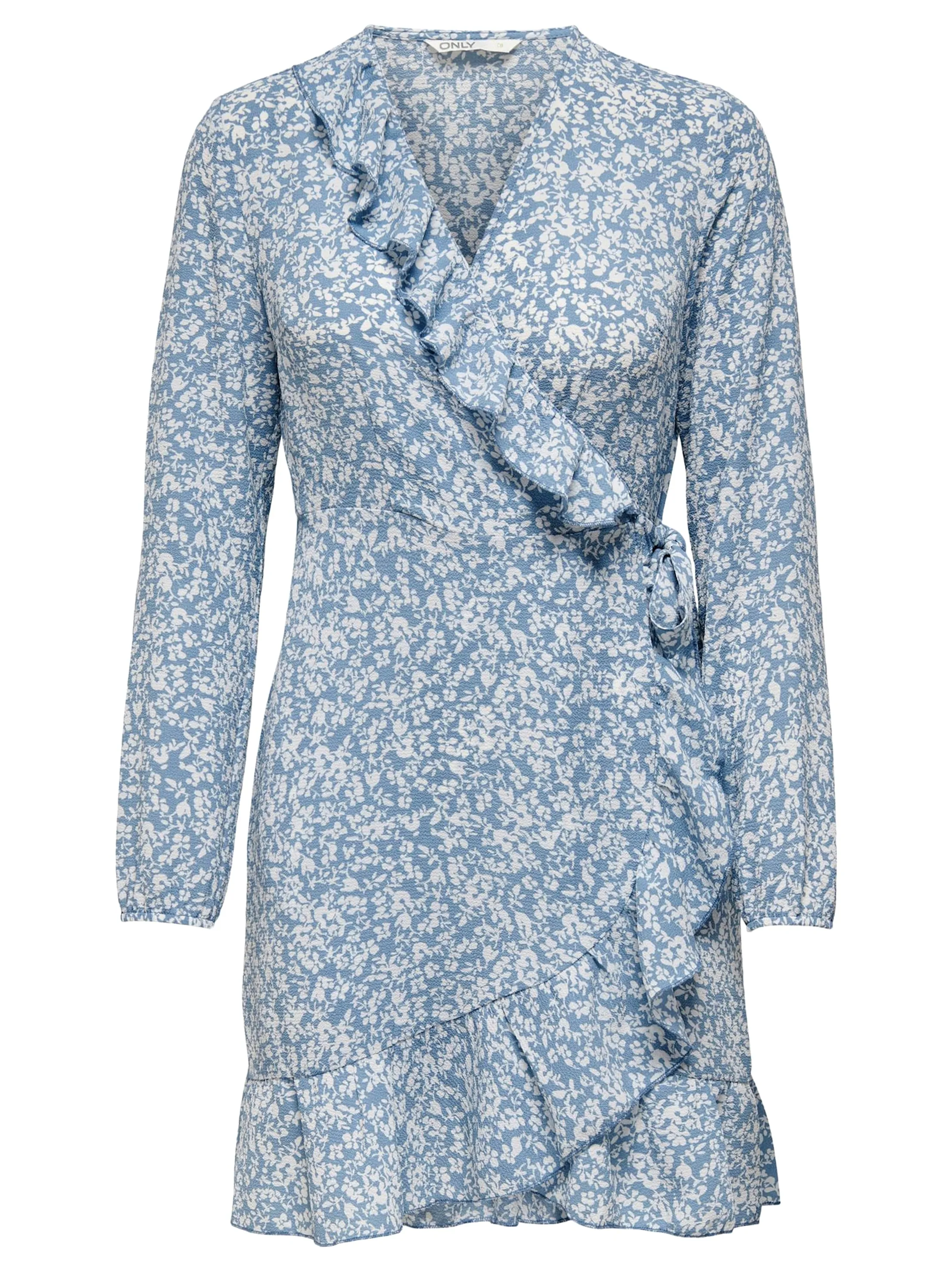 Women's Floral Printed Wrap Mini Dress,Light Blue