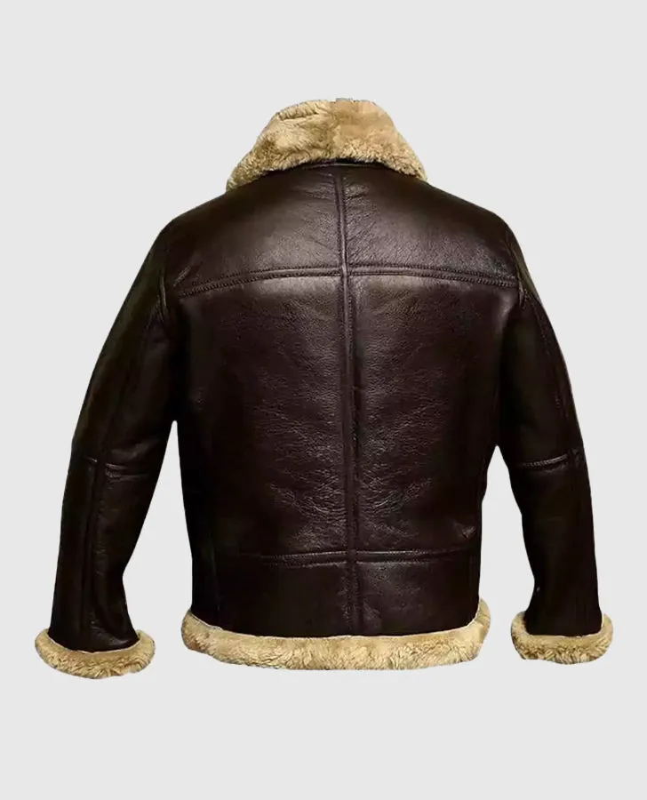 Women's Fur Aviator Flying Pilot Bomber Brown Jacket