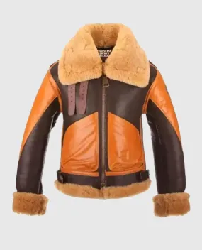 Women's Fur B3 Aviator Brown Shearling Jacket