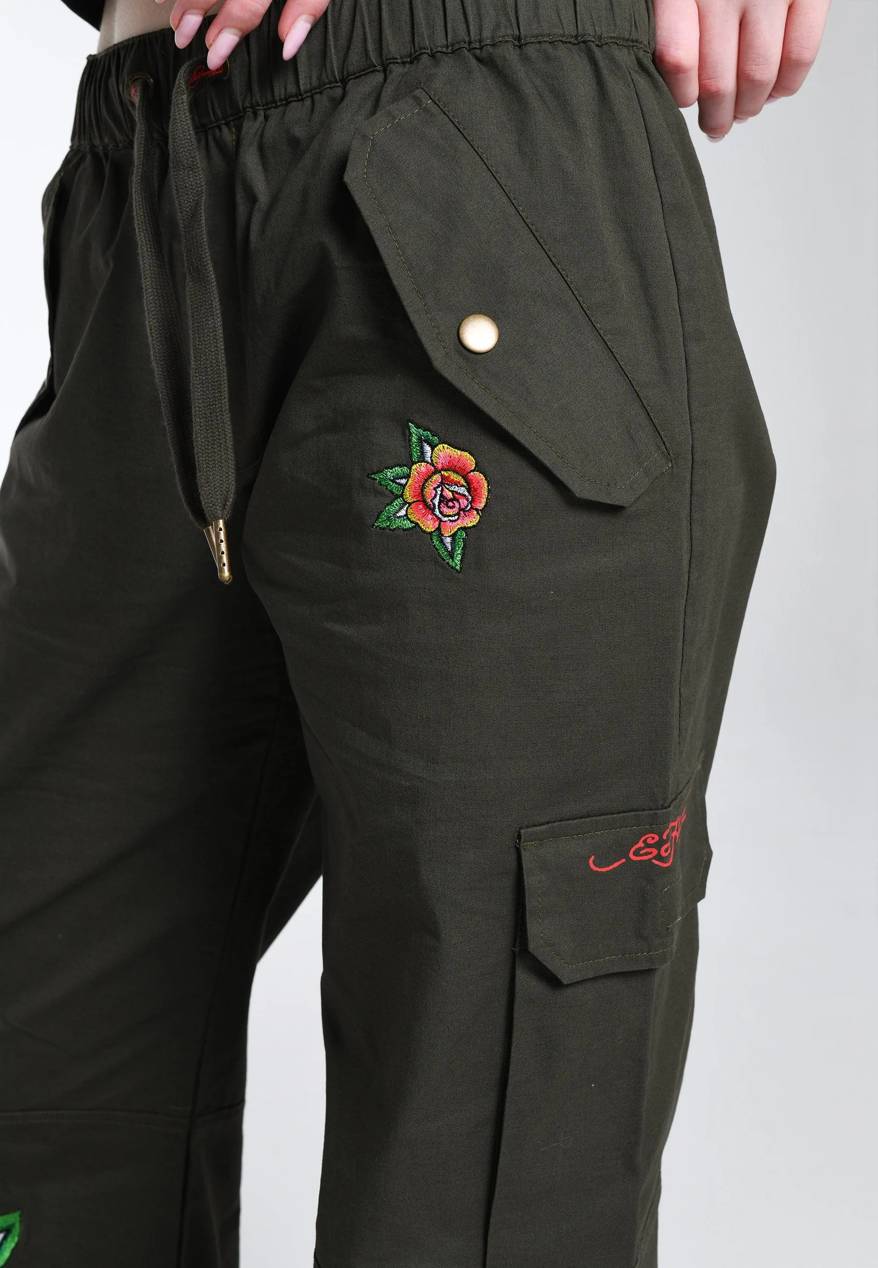 Womens La-Cobra Cargo Pants Trousers - Olive