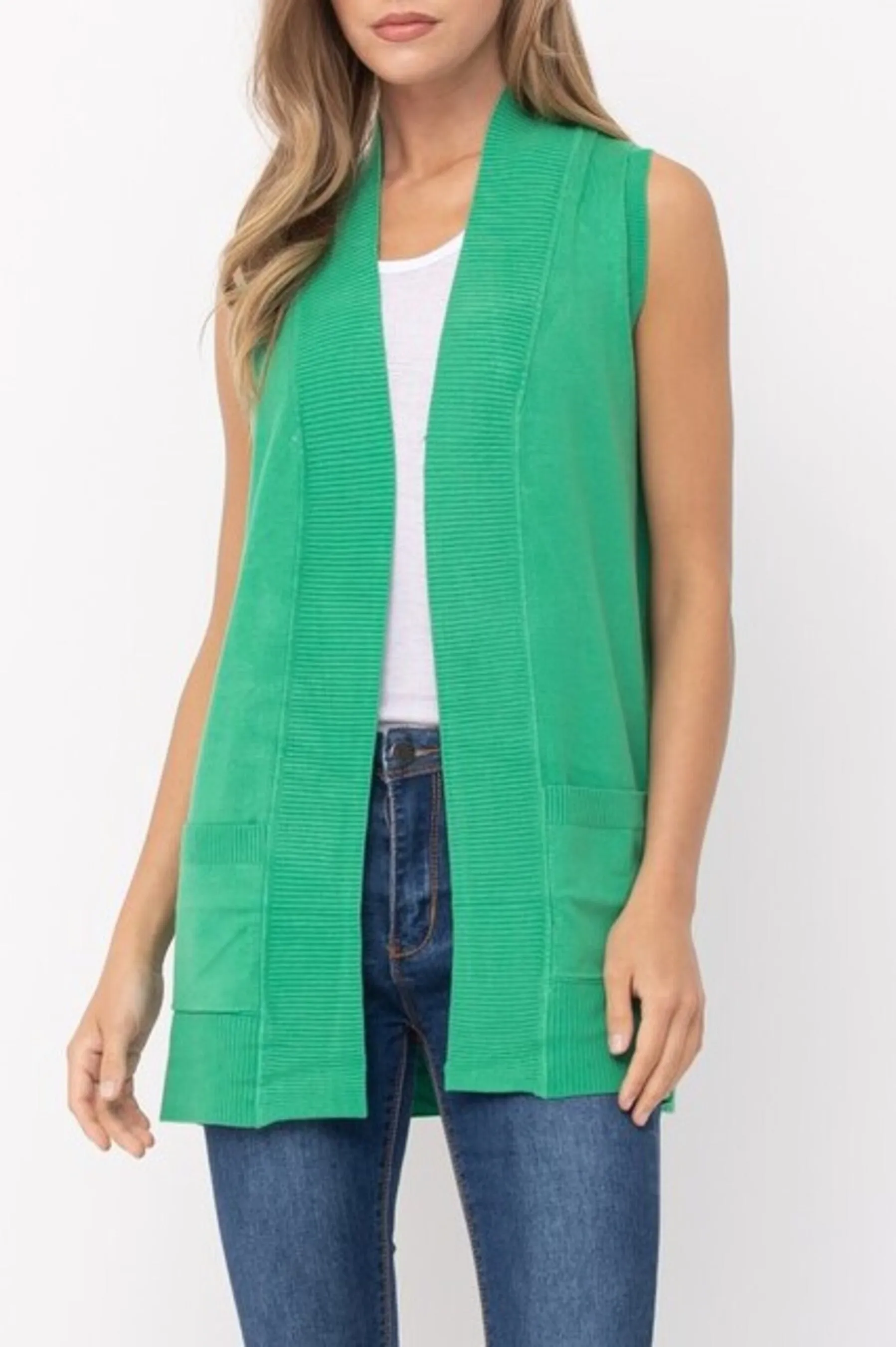 Women's Open Front Sleeveless Cardigan