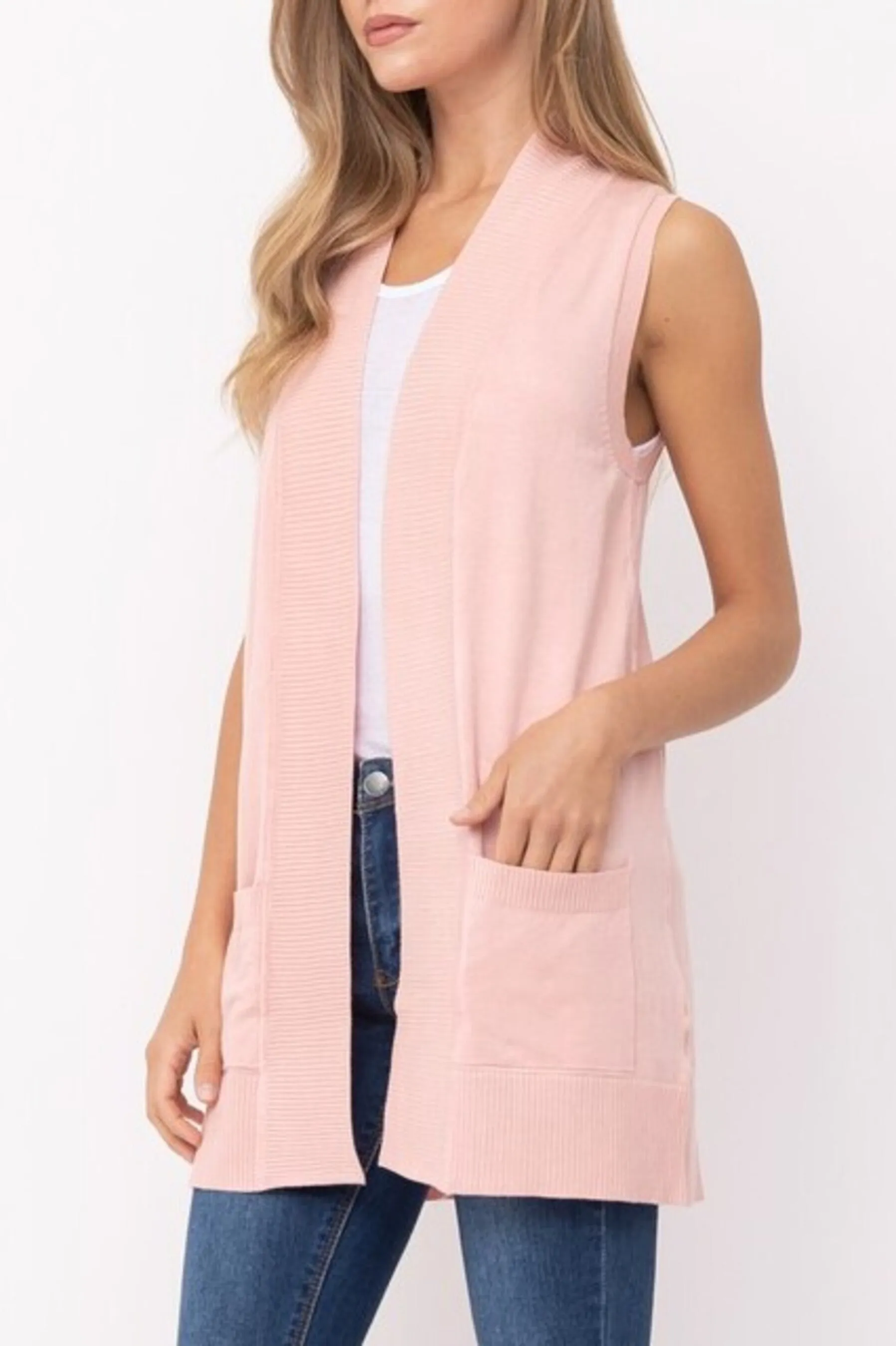 Women's Open Front Sleeveless Cardigan