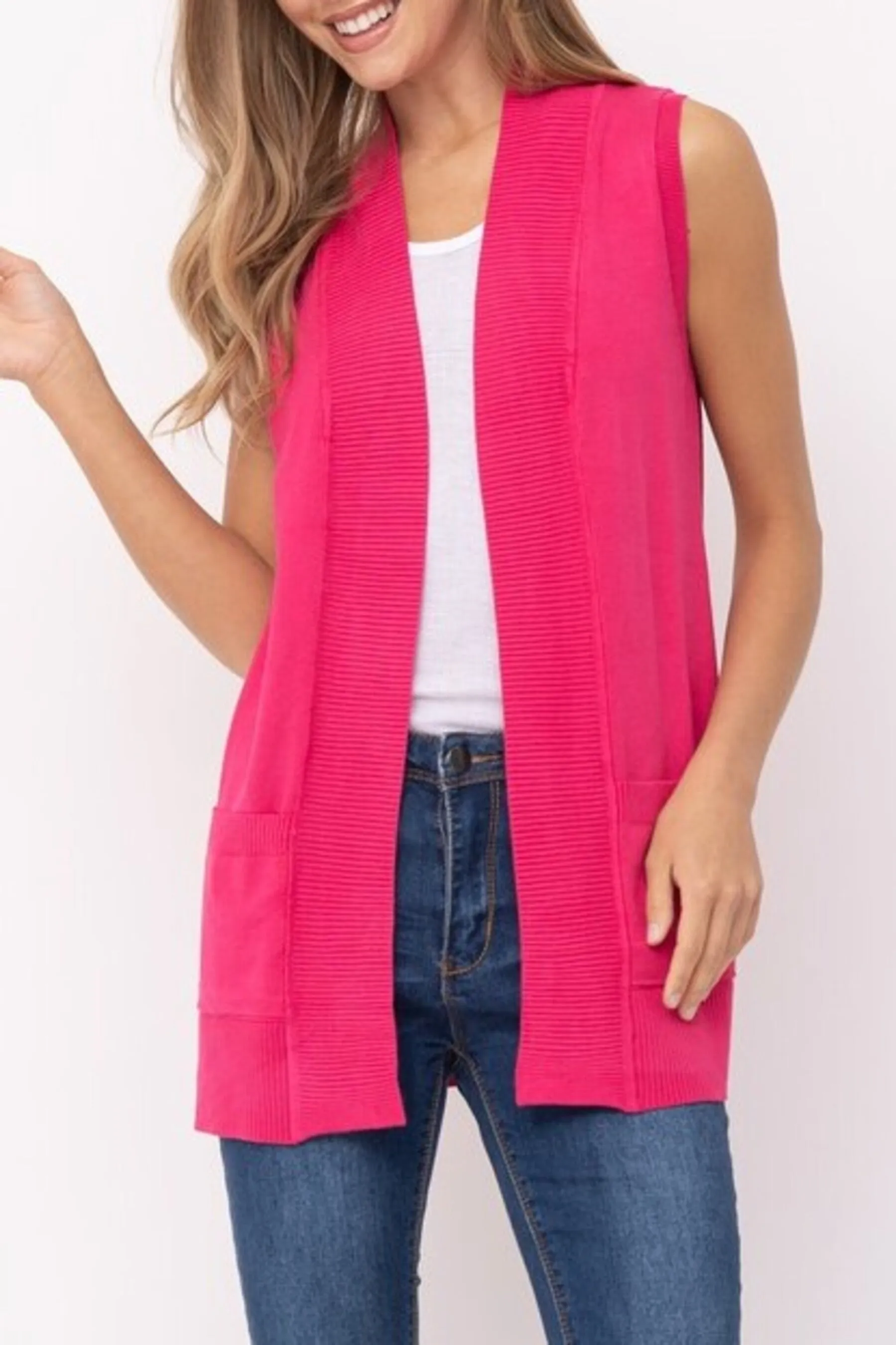 Women's Open Front Sleeveless Cardigan