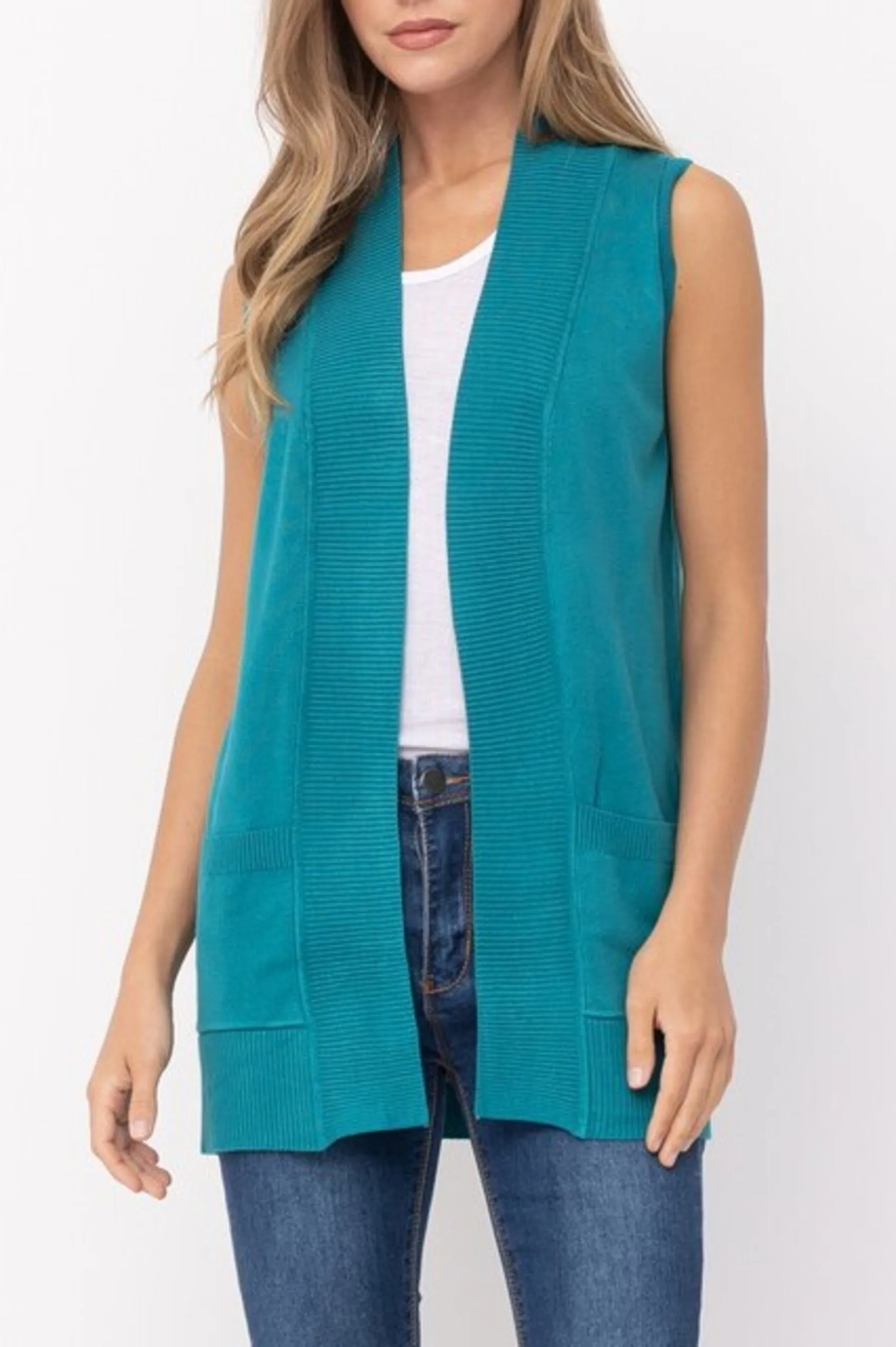 Women's Open Front Sleeveless Cardigan