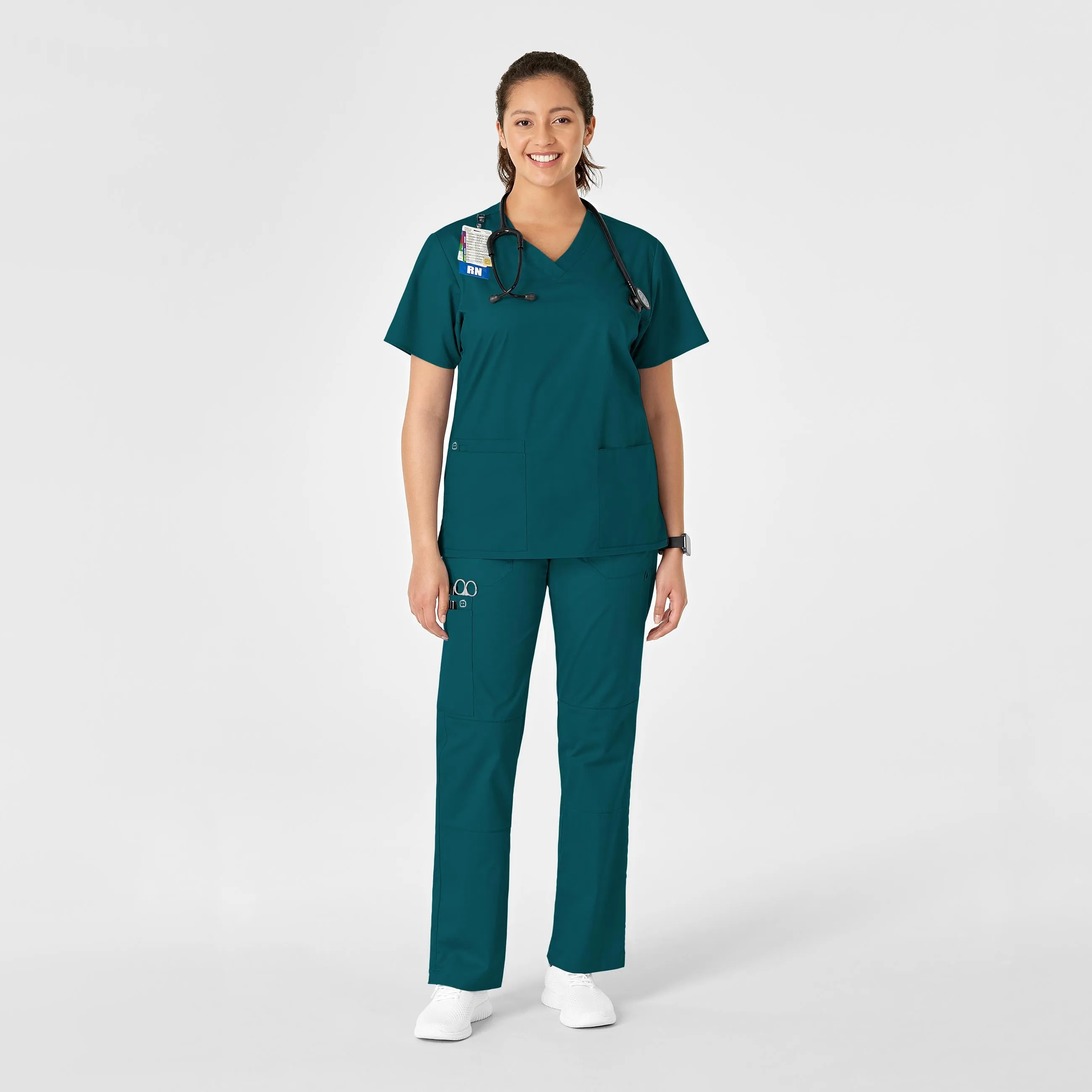 WonderWORK Women's Straight Leg Cargo Scrub Pant - Caribbean