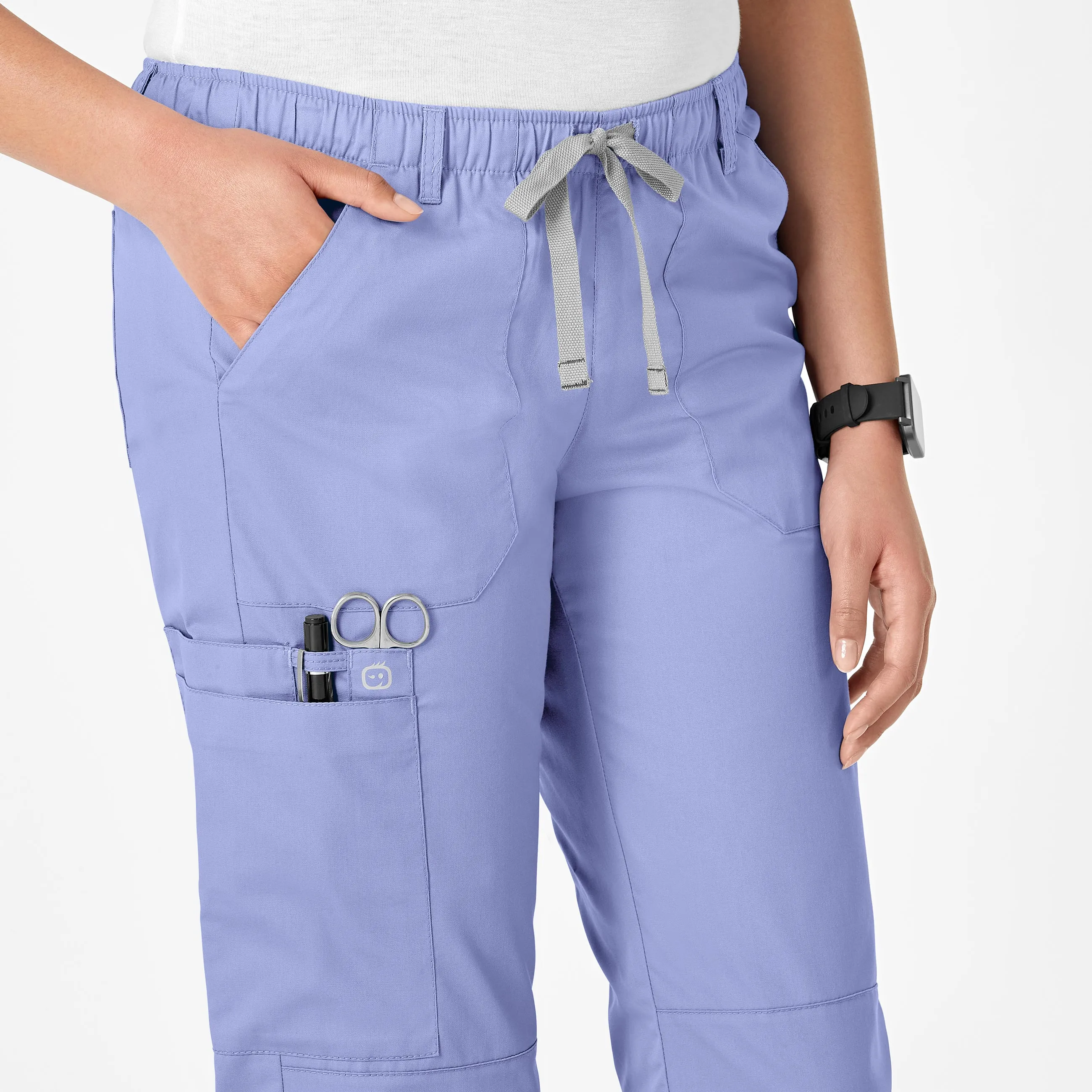 WonderWORK Women's Straight Leg Cargo Scrub Pant - Ceil Blue