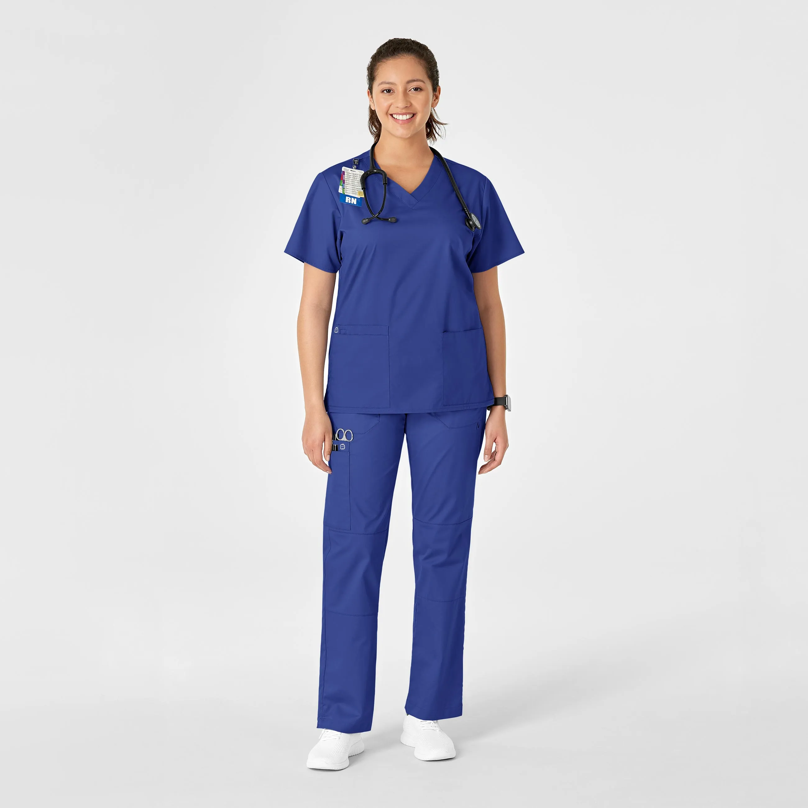 WonderWORK Women's Straight Leg Cargo Scrub Pant - Galaxy Blue