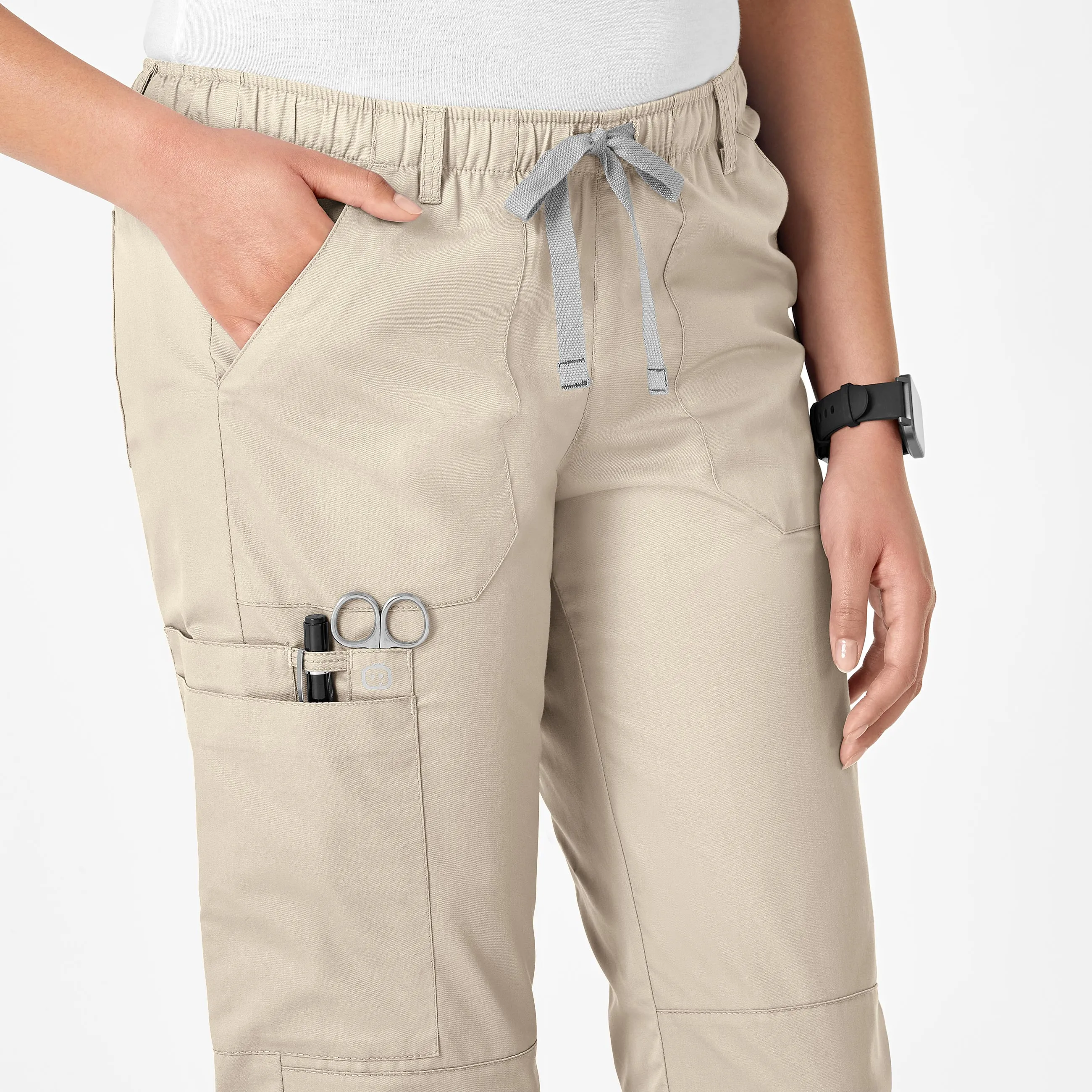 WonderWORK Women's Straight Leg Cargo Scrub Pant - Khaki