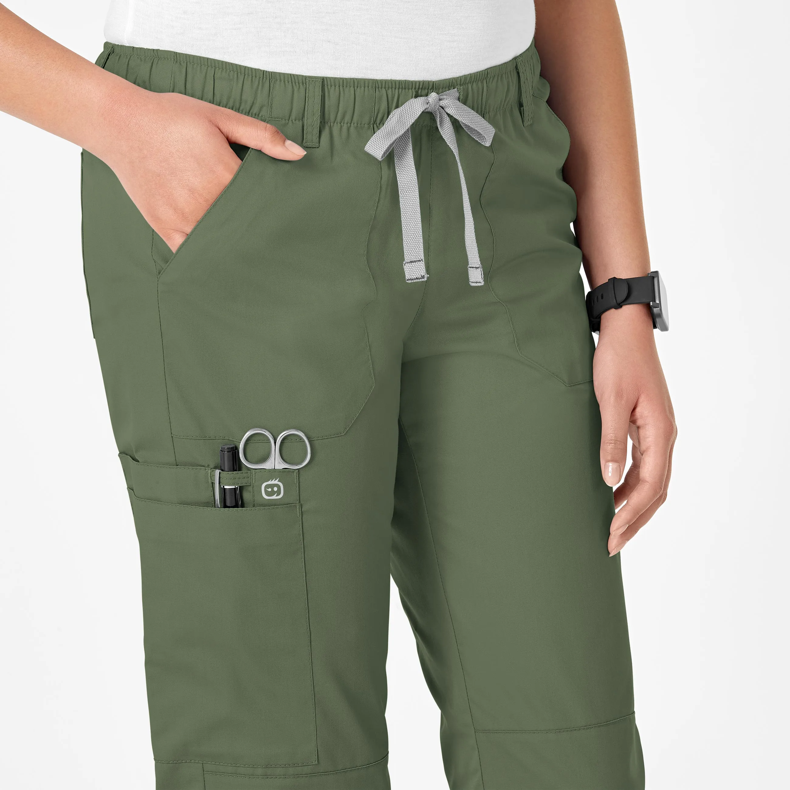 WonderWORK Women's Straight Leg Cargo Scrub Pant - Olive