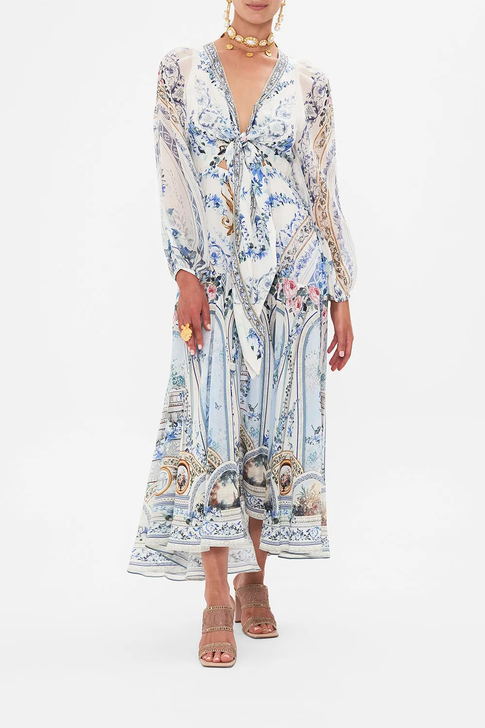 WRAP TIE DRESS WITH BLOUSON SLEEVE SEASON OF THE SIREN